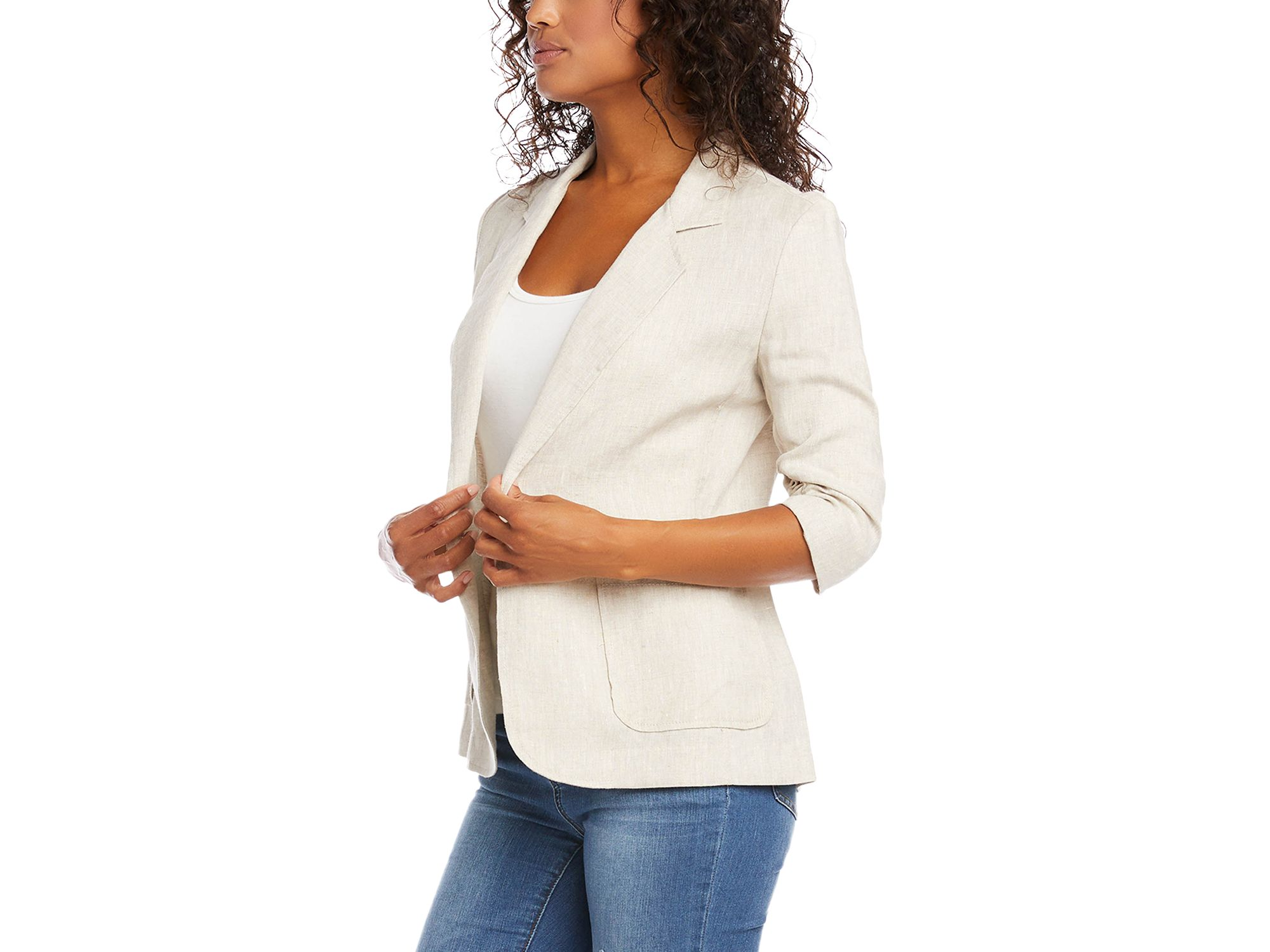 Ruched Sleeve Linen Jacket — Image 3