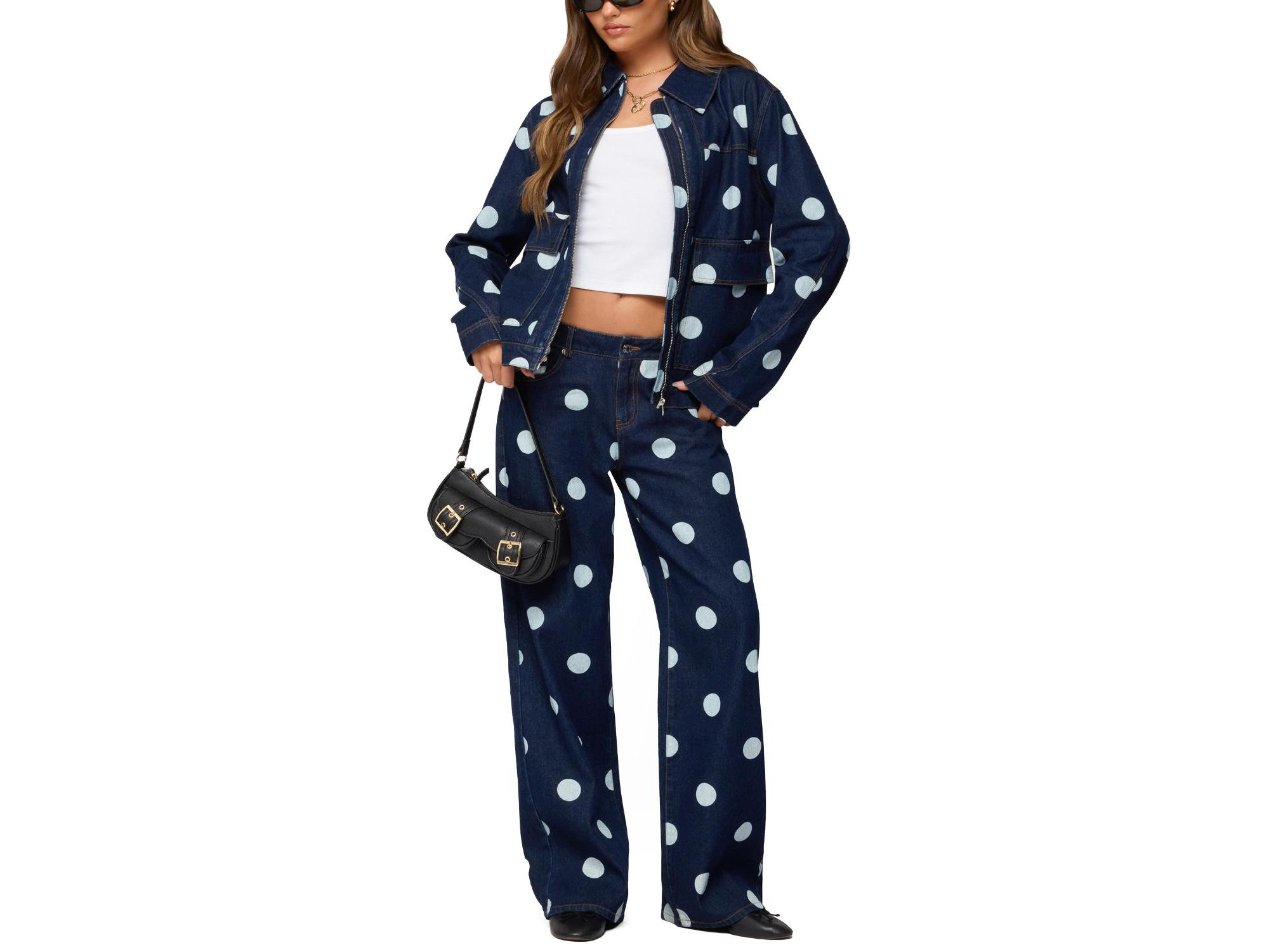 Leyah Polka Dot Low Rise Baggy Jeans — Image 4