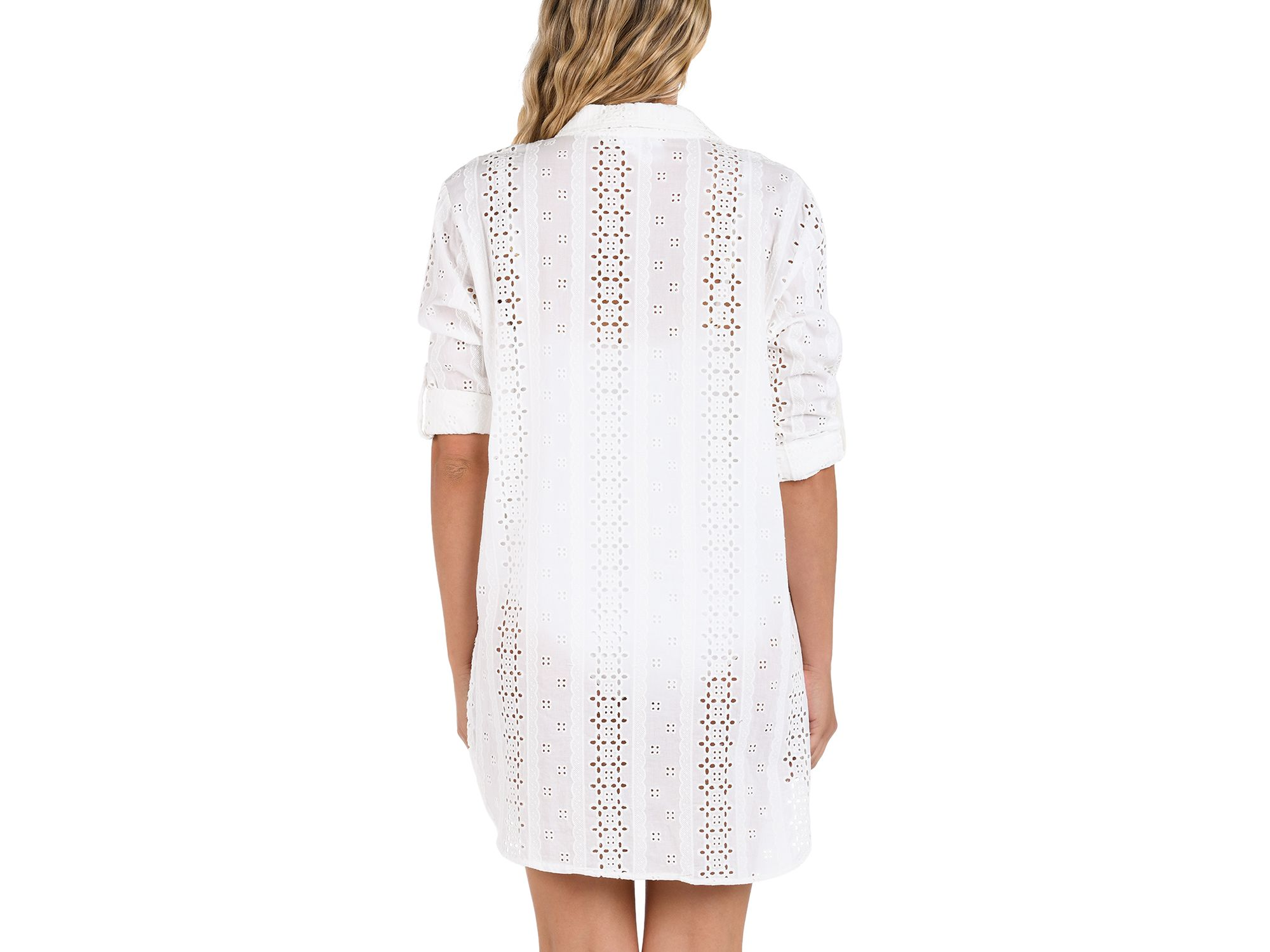 Eyelet Camp Shirt Swim Cover-Up — Image 3