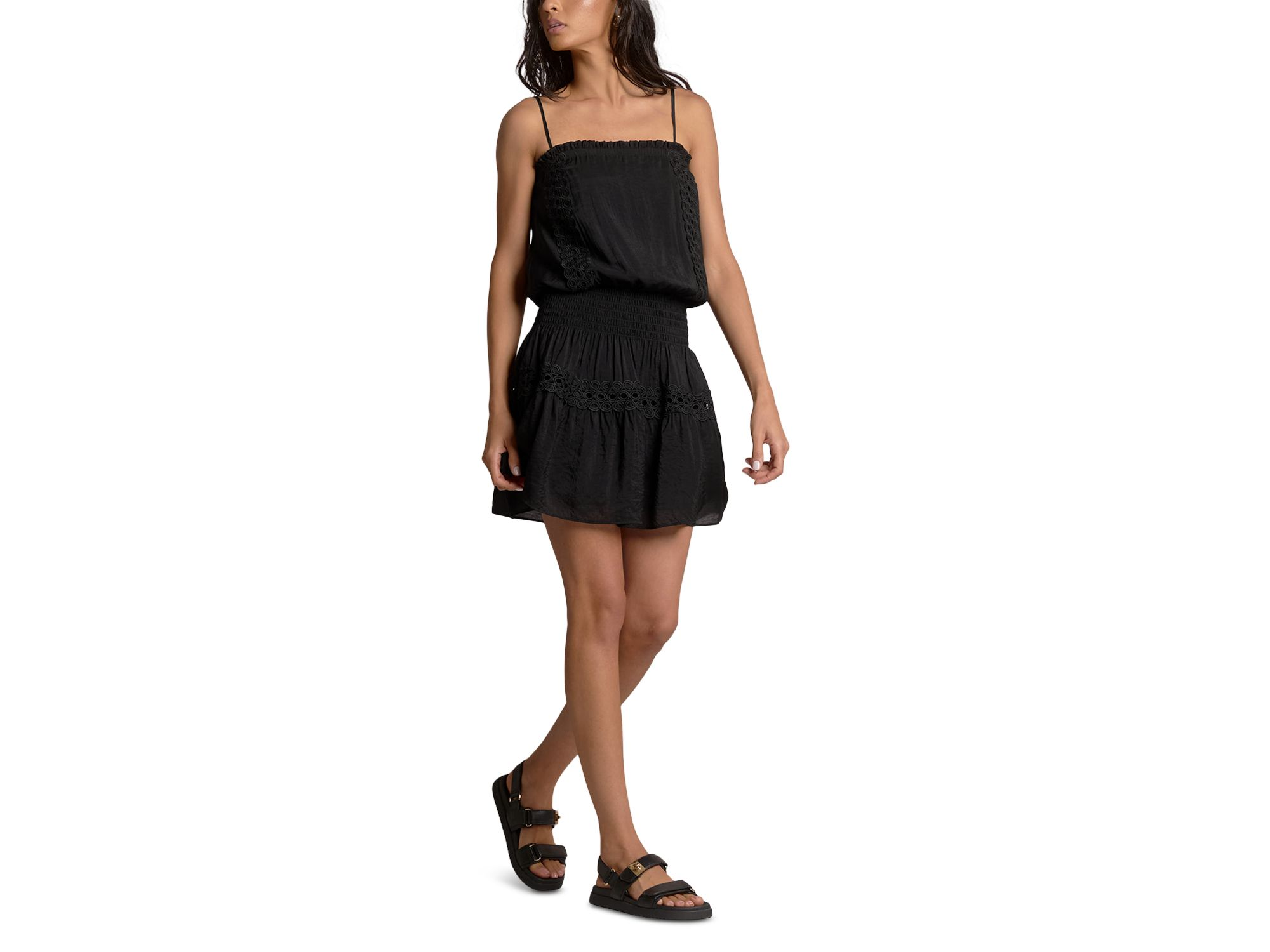 Embroidered Smocked Waist Swim Cover Up Dress — Image 3