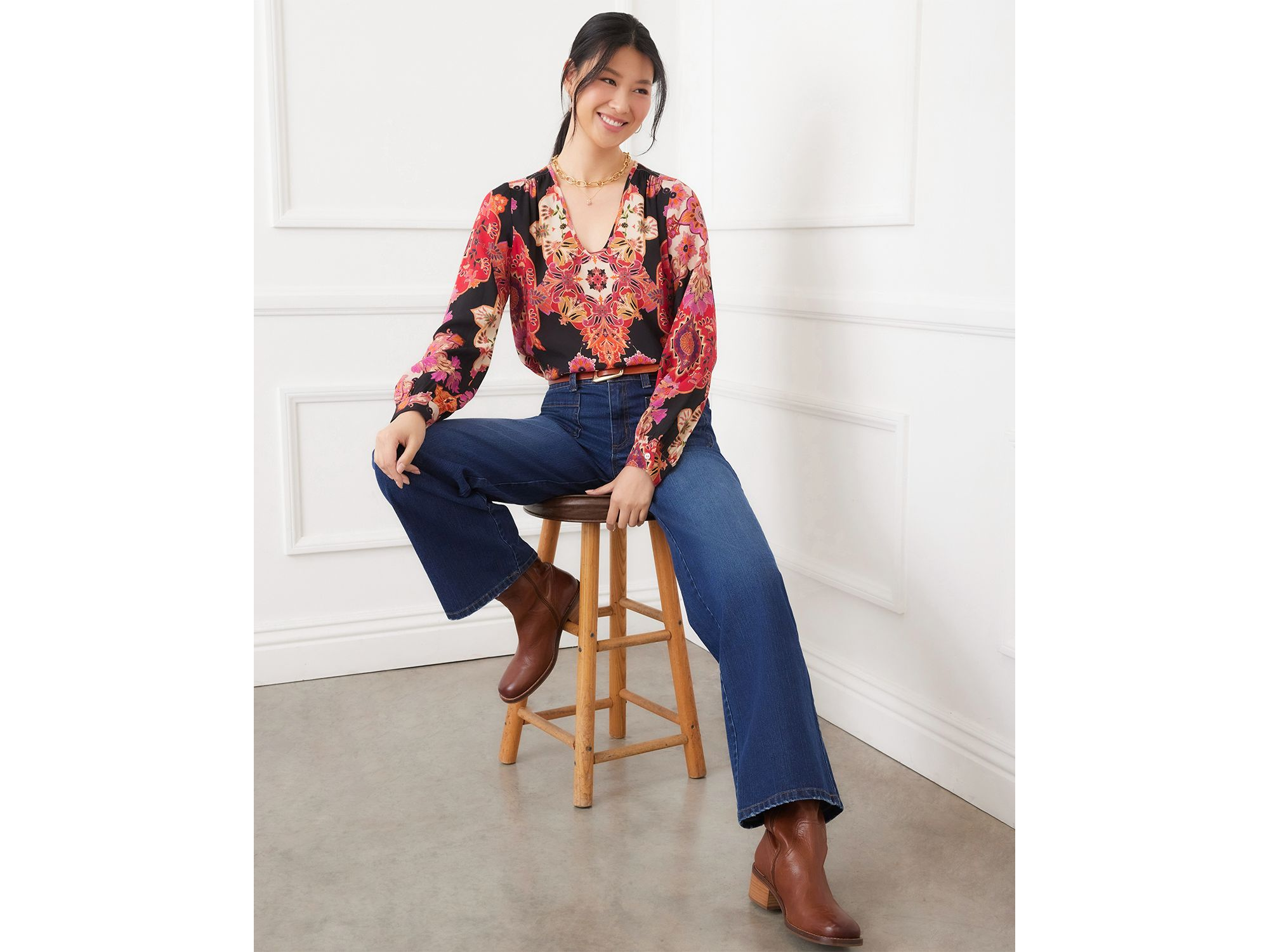 Printed Scoop Neck Top — Image 5