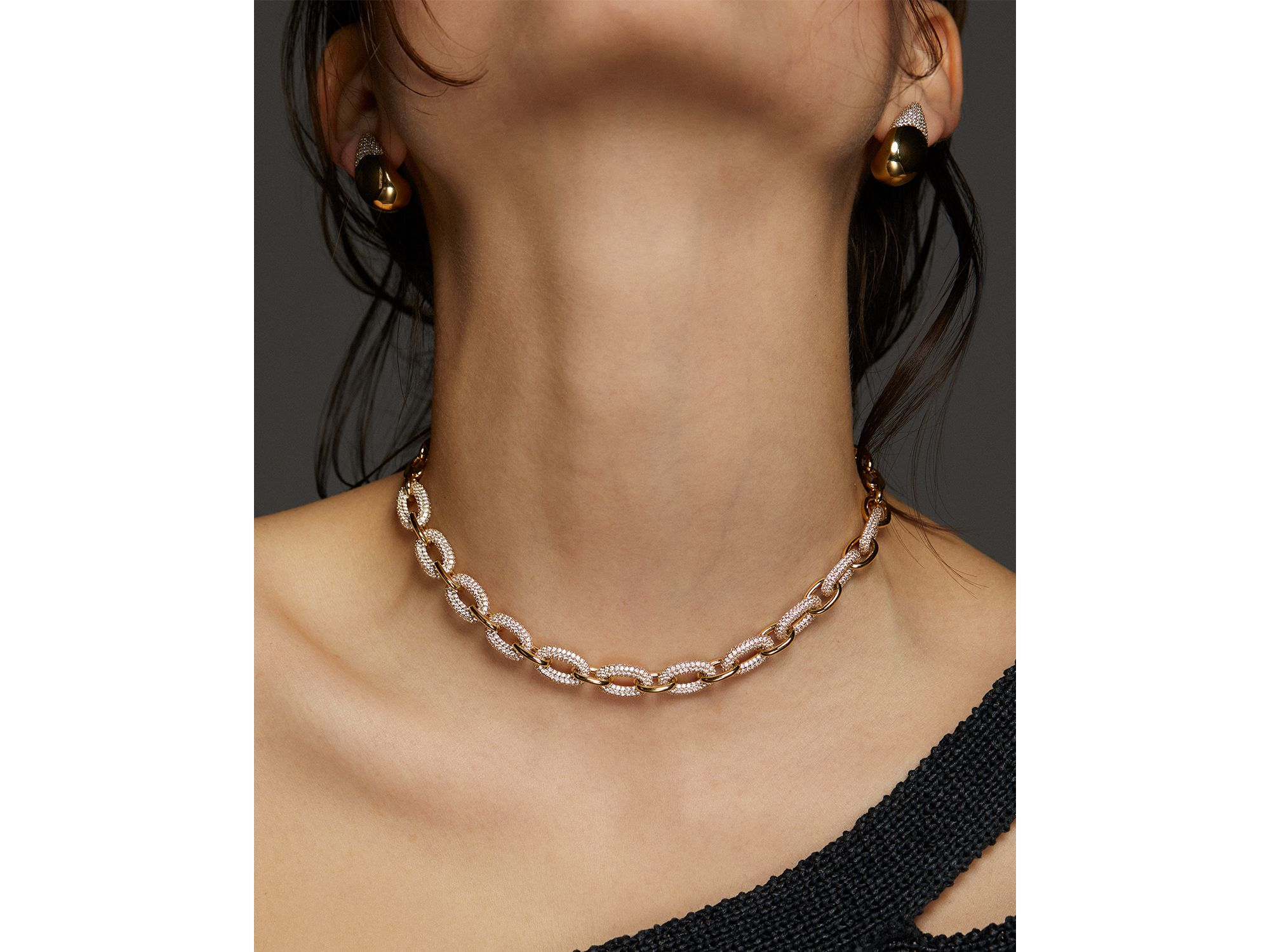 Alma Pavé Multi Link Chain Necklace, 16"-19" — Image 3