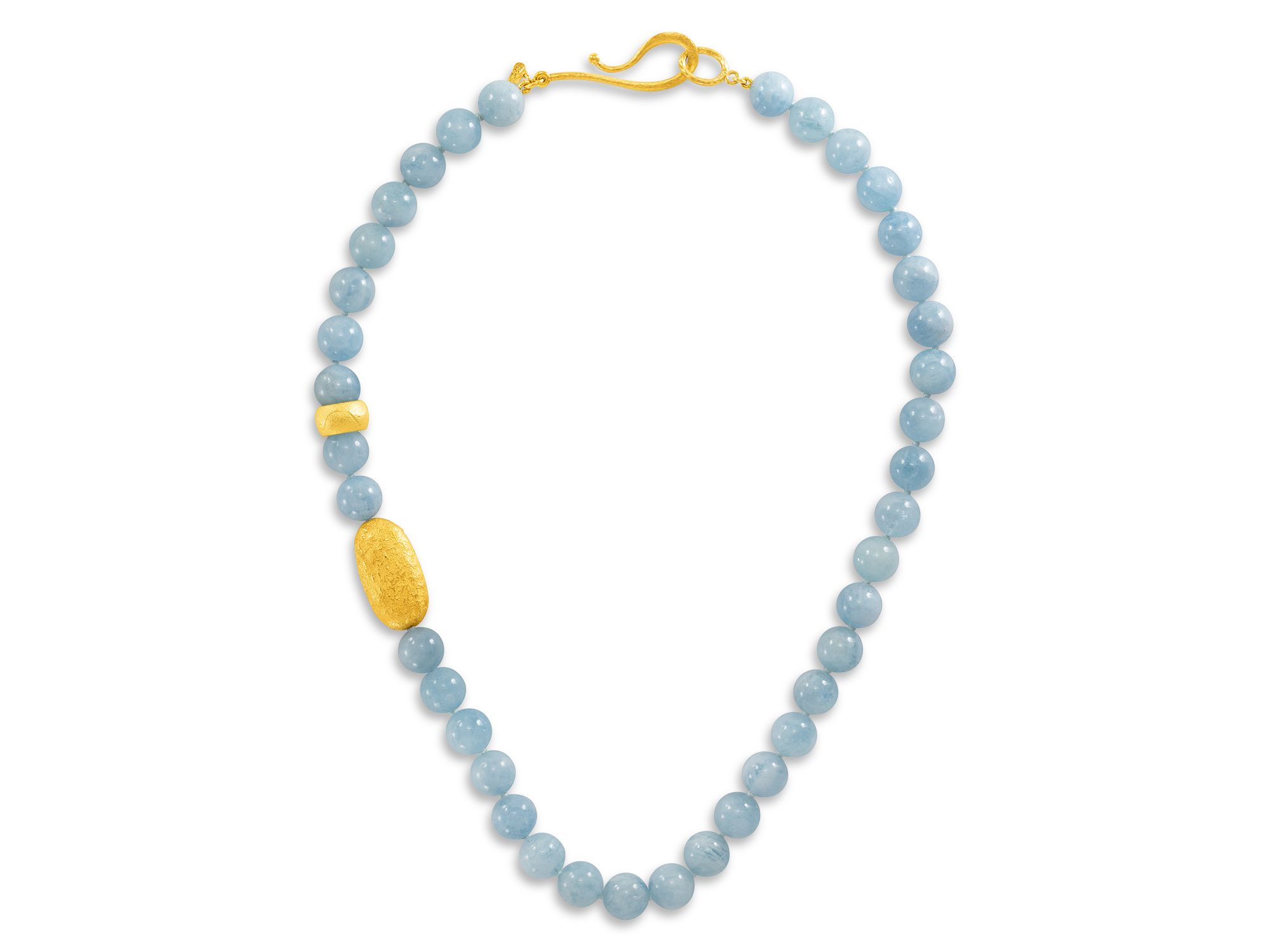 18K Yellow Gold Earth Aquamarine Collar Necklace, 18" - Image 1