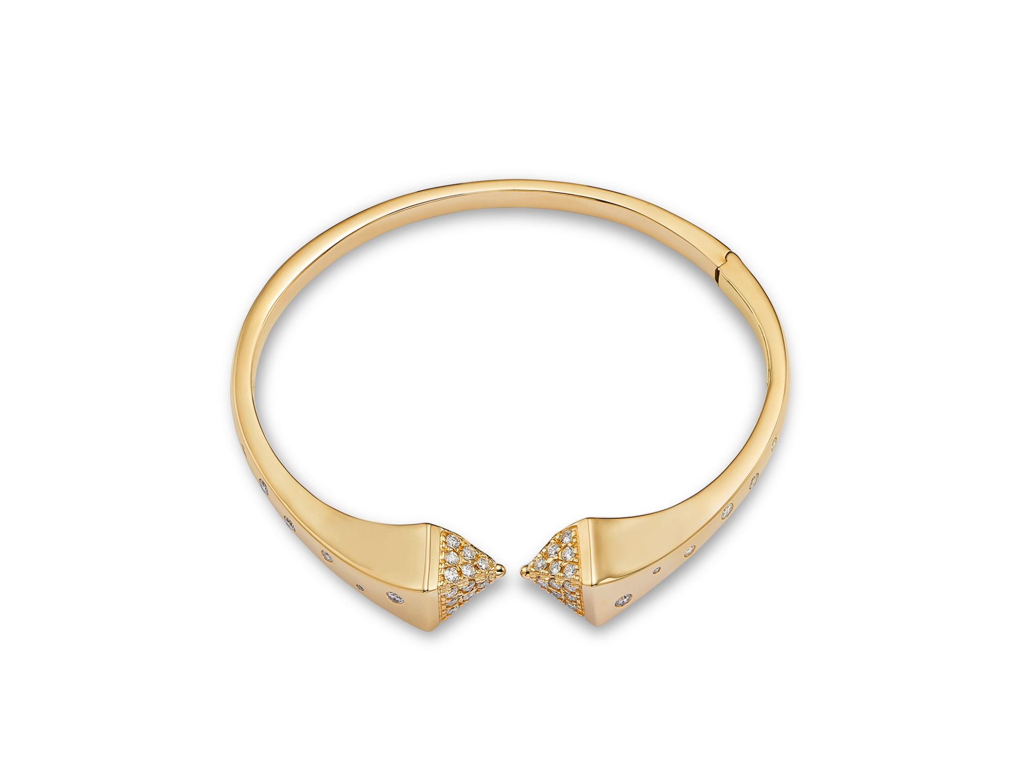 Diamond Pyramid Cuff Bangle Bracelet in 14K Yellow Gold, 1.0 tcw — Image 3