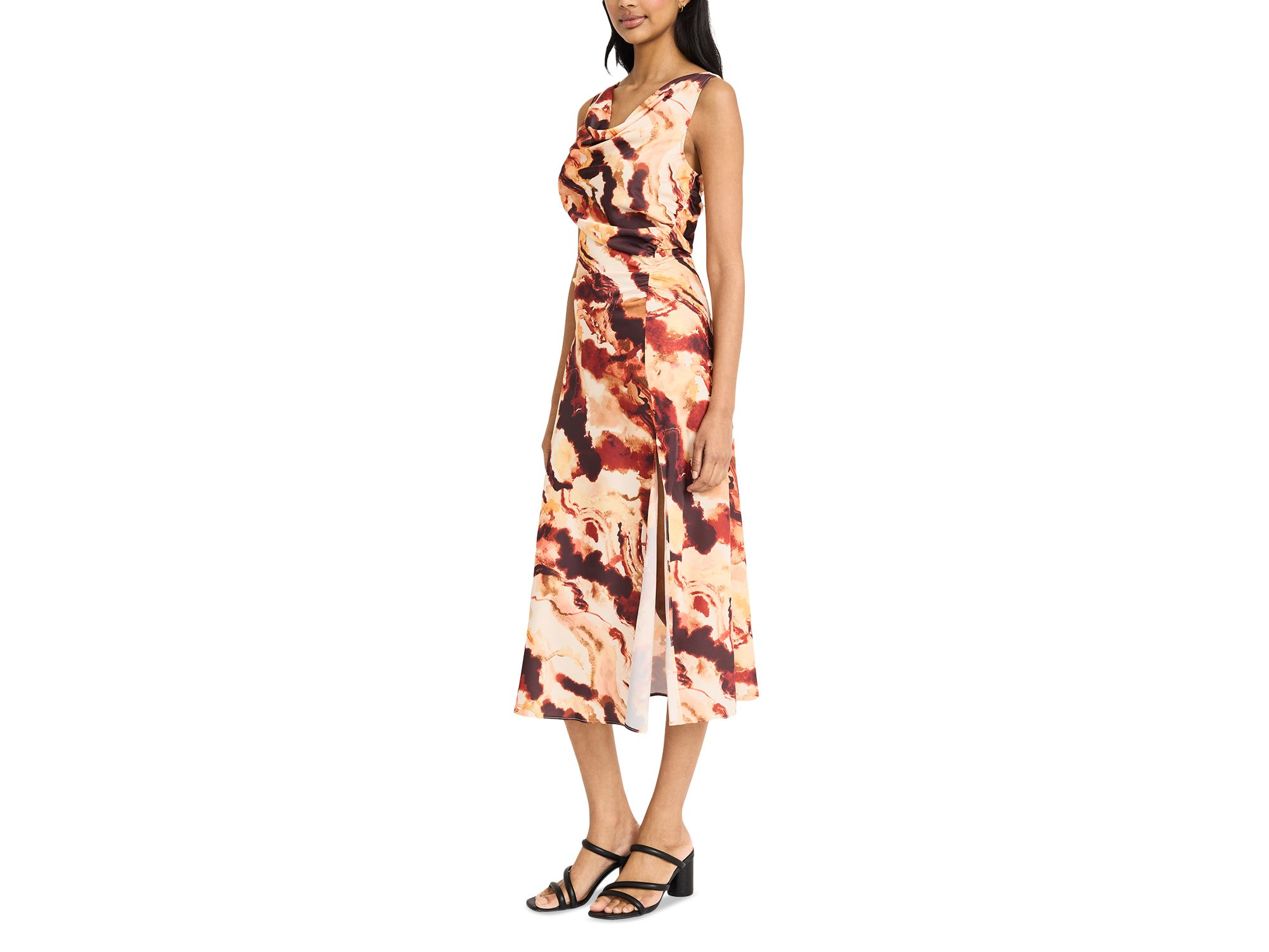 Printed Asymmetric Neck Midi Dress — Image 3