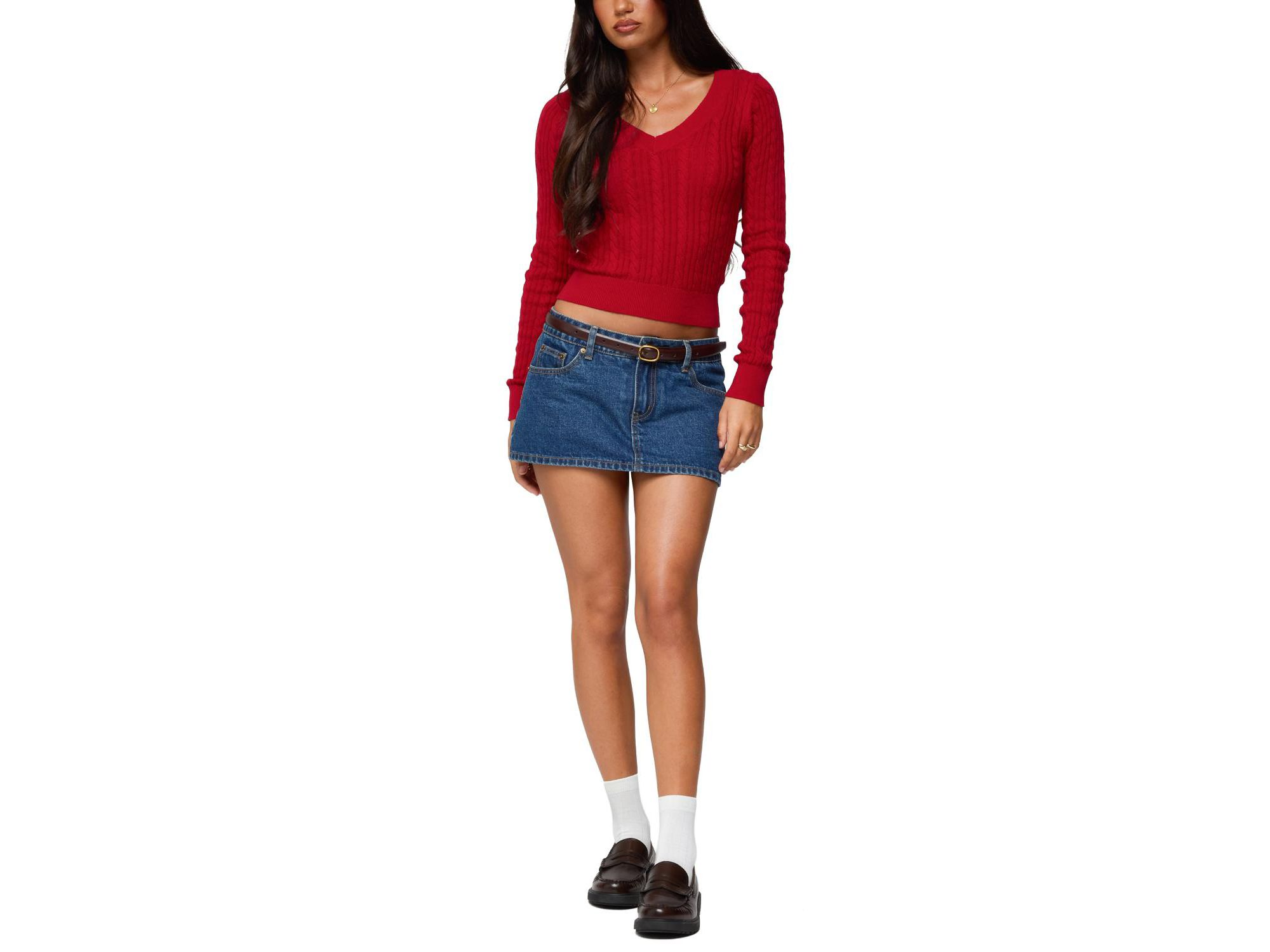 Ashlee V Neck Cable Knit Top — Image 5