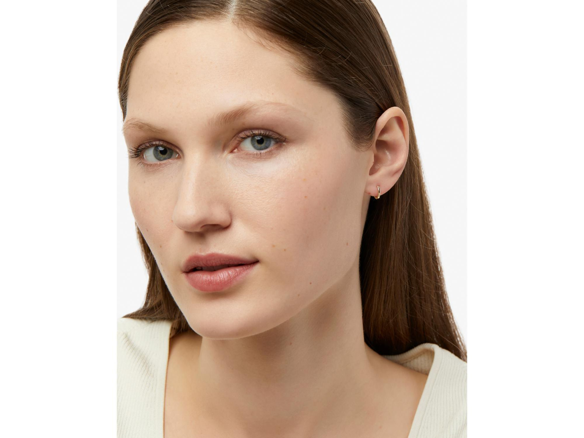 Gold Huggie Hoop Earrings — Image 3