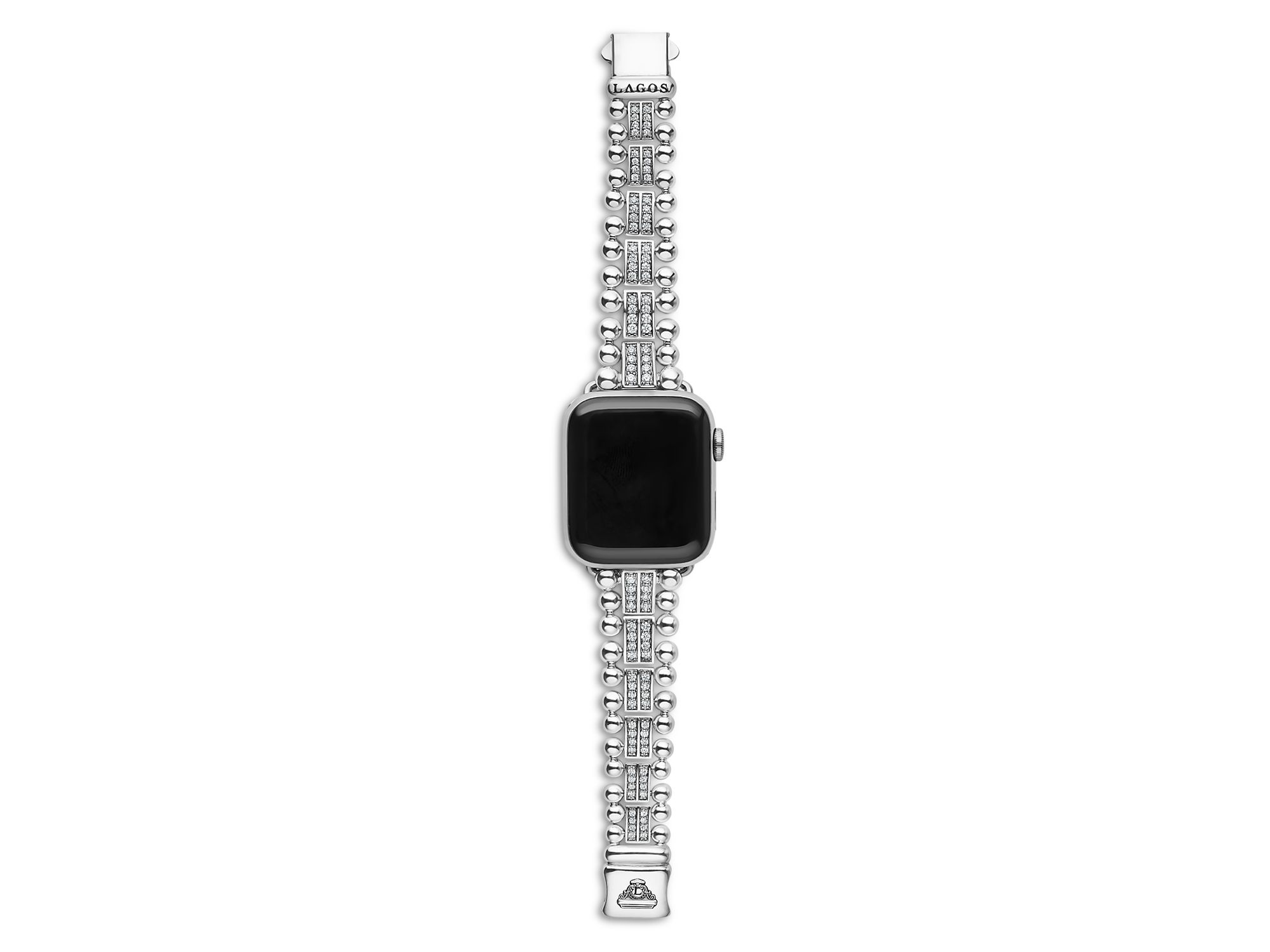 Smart Caviar Sterling Two Row Diamond Apple Watch® Bracelet, 38-45mm — Image 5