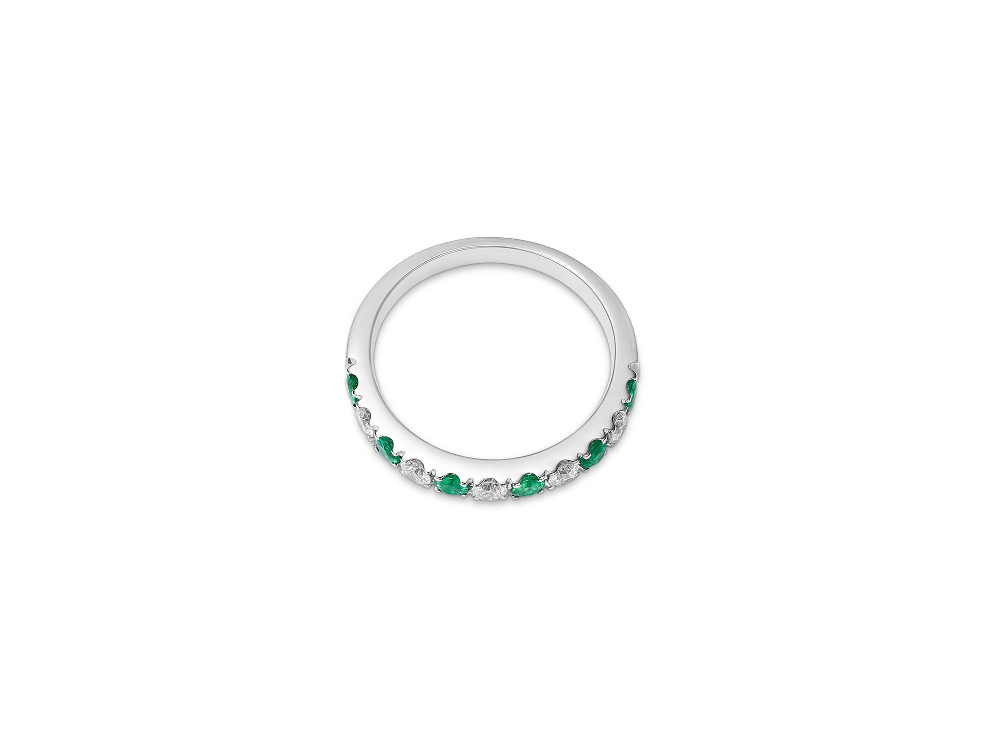 Emerald & Diamond Band in 14K White Gold — Image 3