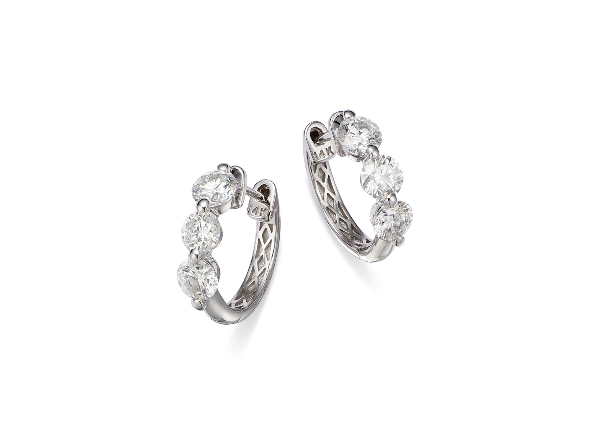 Diamond Hoop Earrings in 14K White Gold, 0.5-1.5 tcw — Image 5
