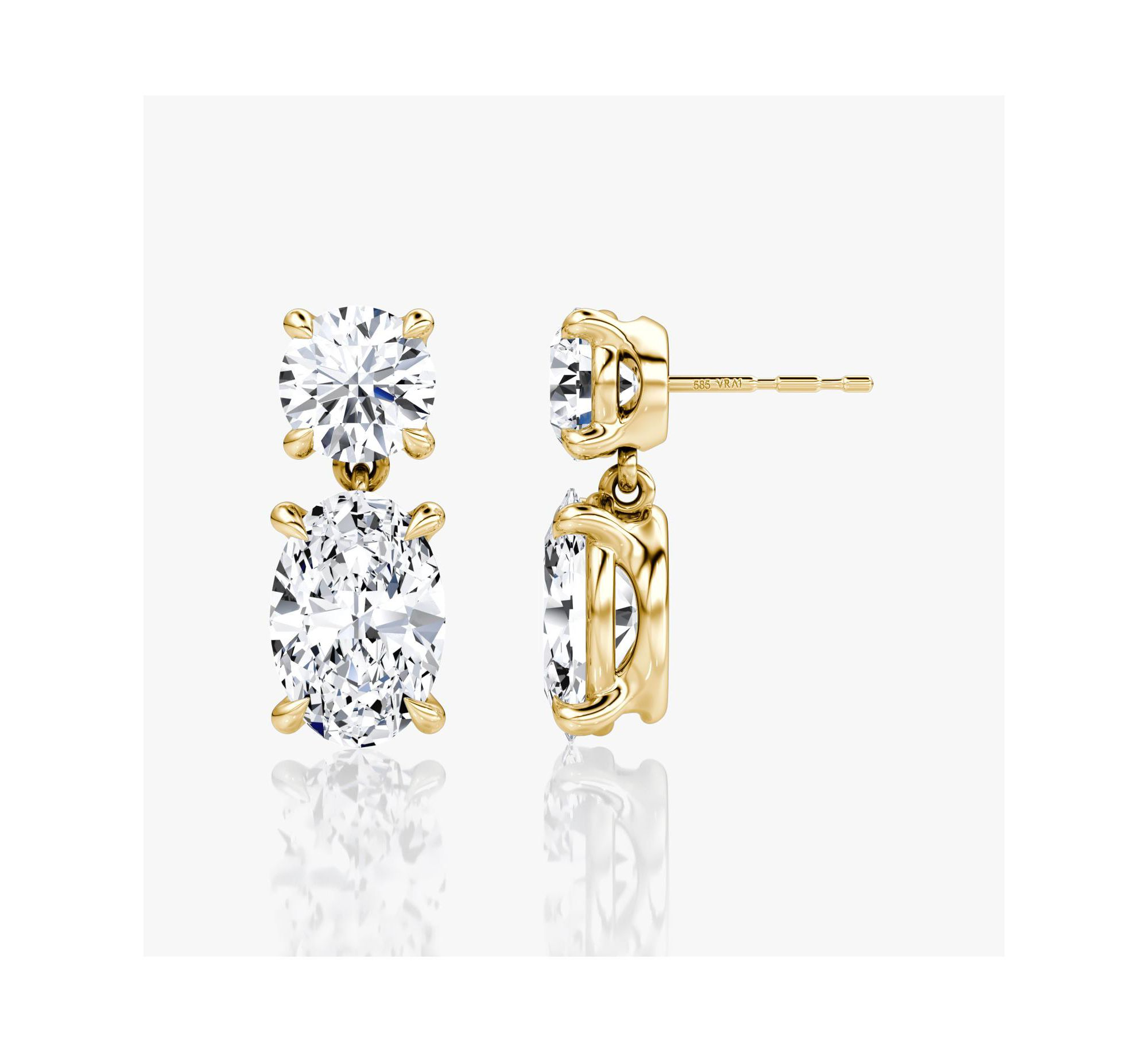 Signature Drop Earring in 14K White Gold, 6.0ctw Round Brilliant & Oval Lab Grown Diamonds — Image 3