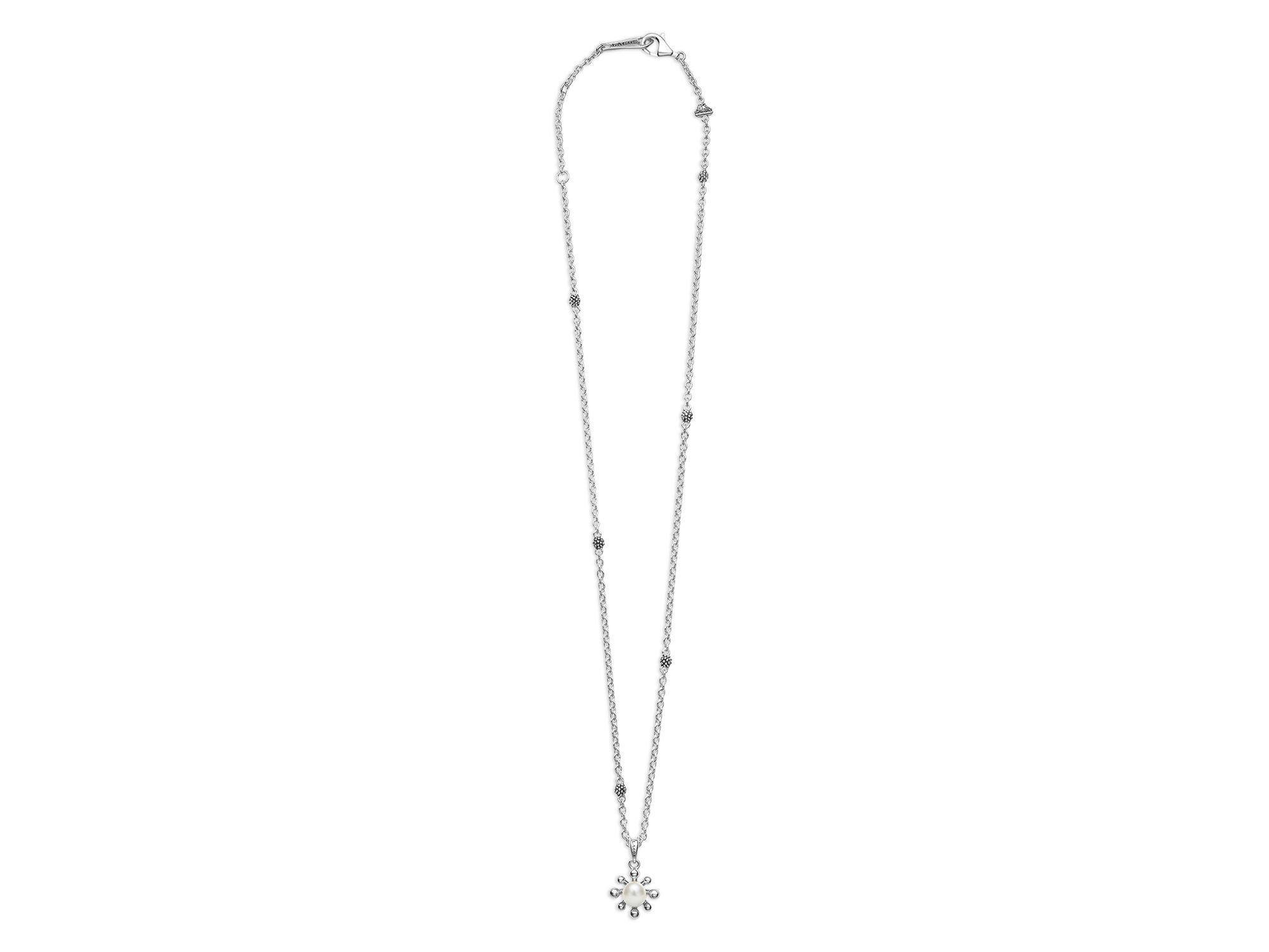 Sterling Luna Cultured Pearl Fleur Pendant Necklace, 16"-18" — Image 4
