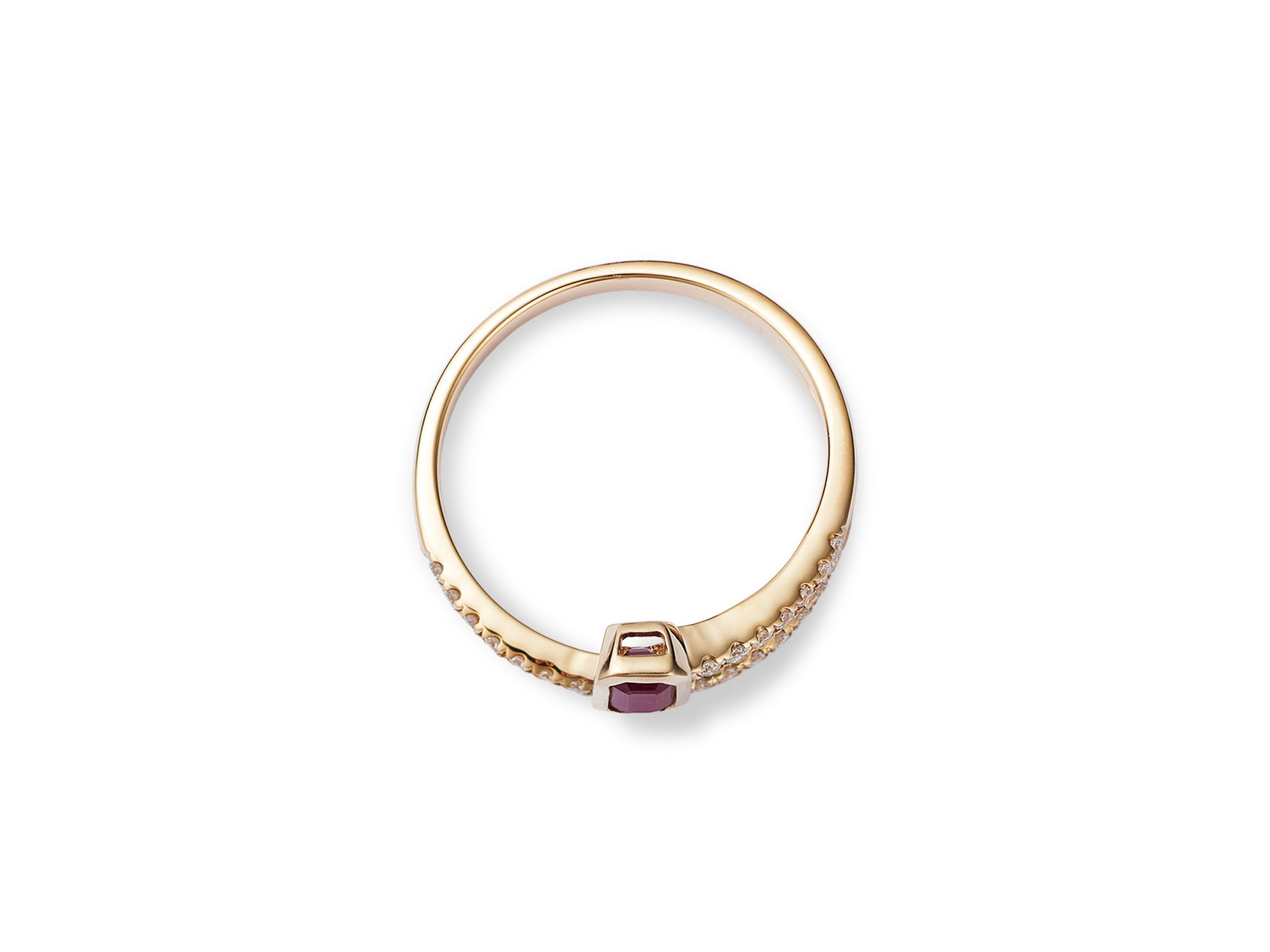 Ruby and Diamond Bypass Ring in 14K Yellow Gold — Image 4