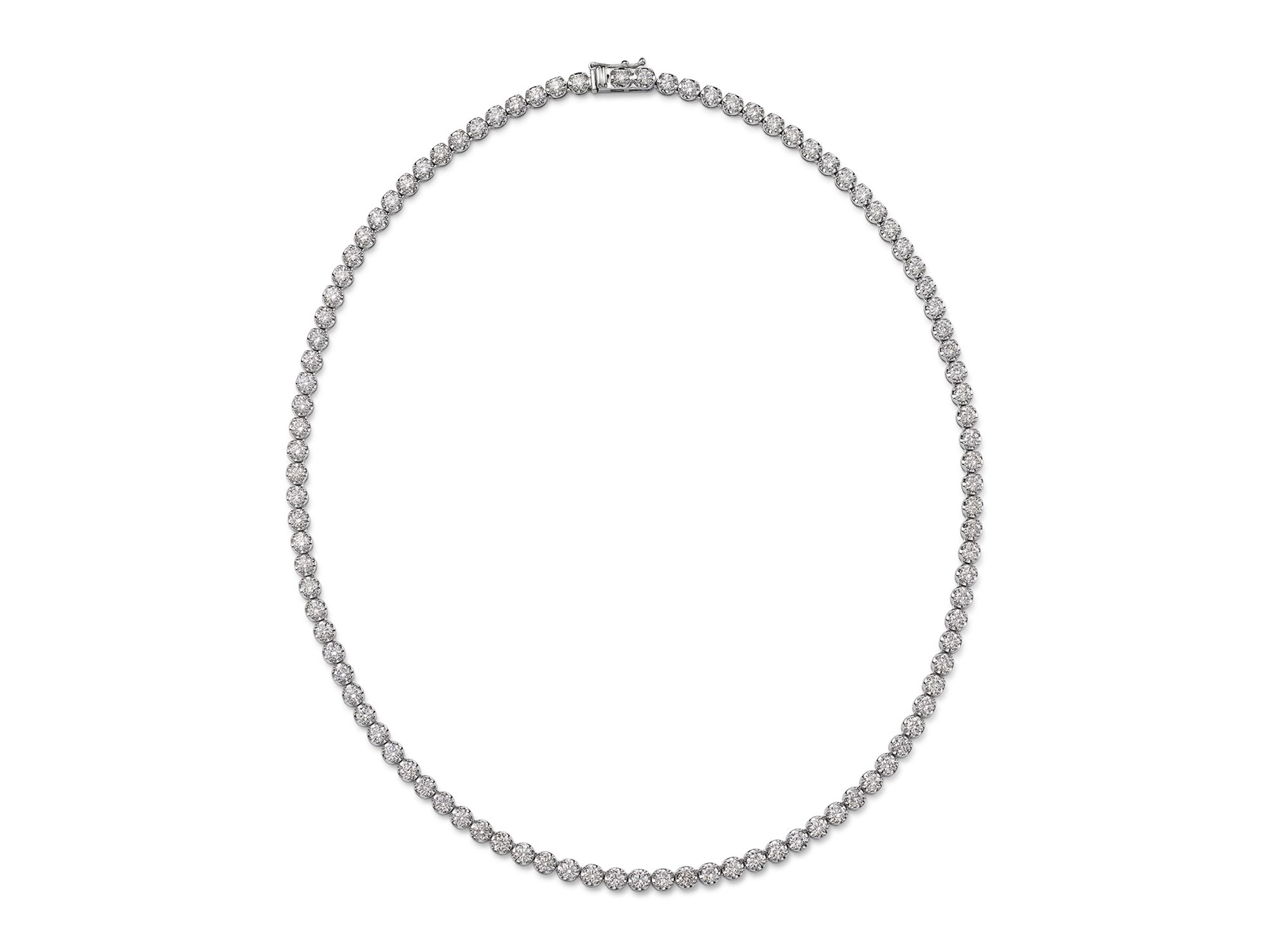 Diamond Crown Set Tennis Necklace in 14K White Gold, 4.0-10.0 tcw — Image 4