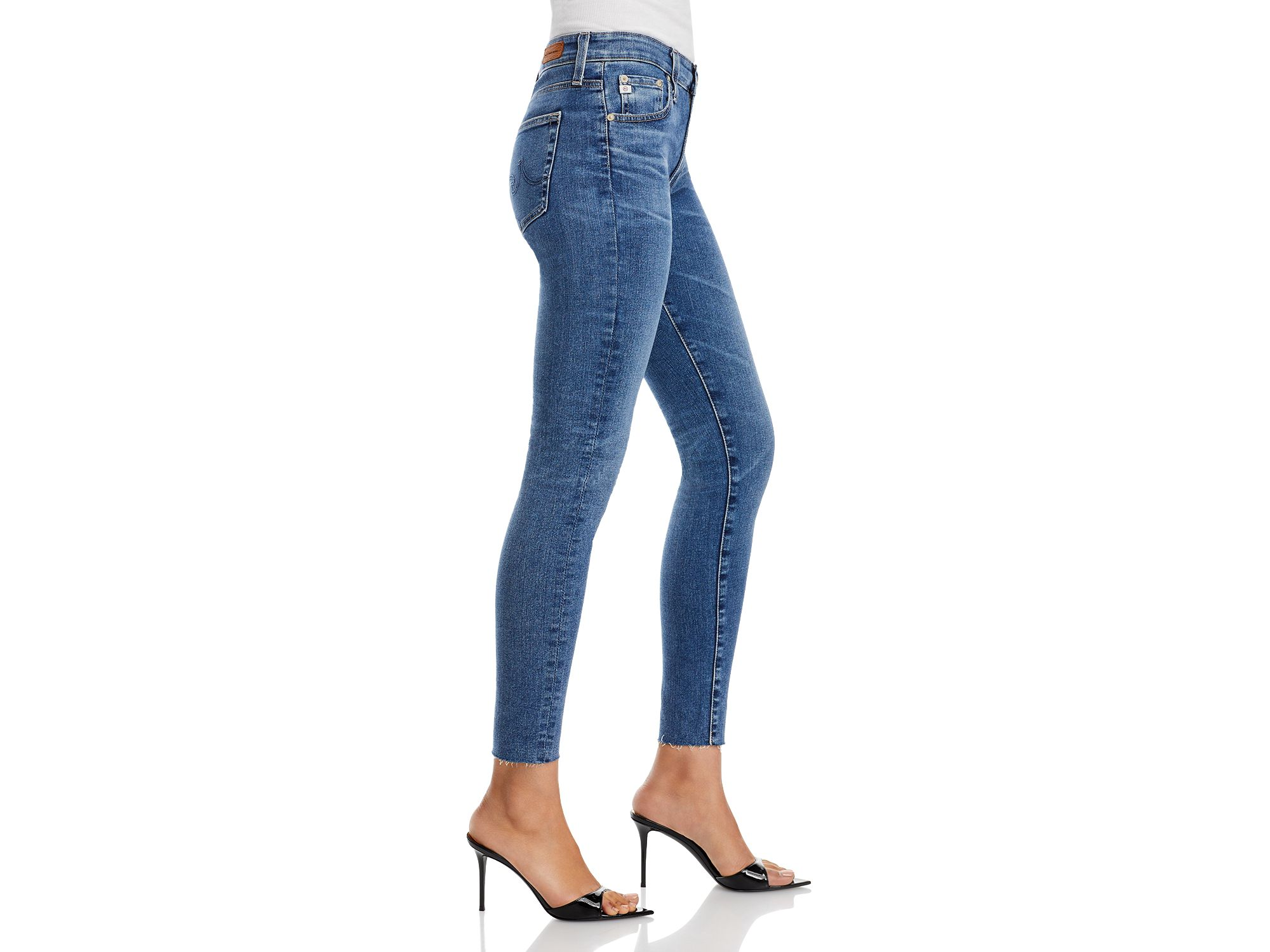 Farrah Mid Rise Raw Hem Ankle Skinny Jeans in 12 Years Fluid — Image 5