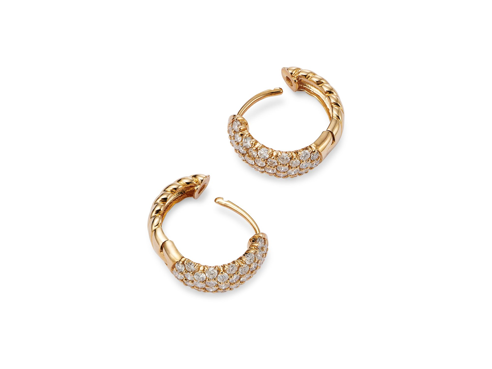 Diamond Huggie Hoop Earrings in 14K Yellow Gold, 1.11 tcw — Image 3