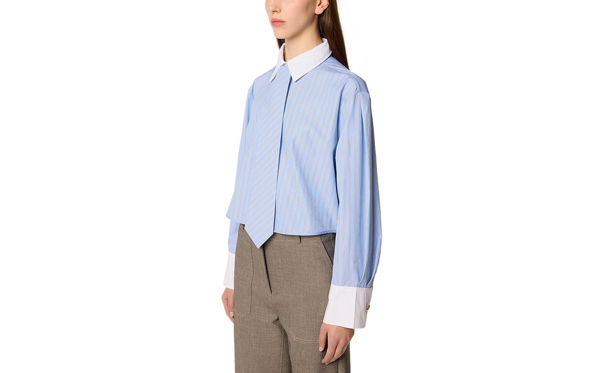 Cropped Shirt with Tie — Image 6