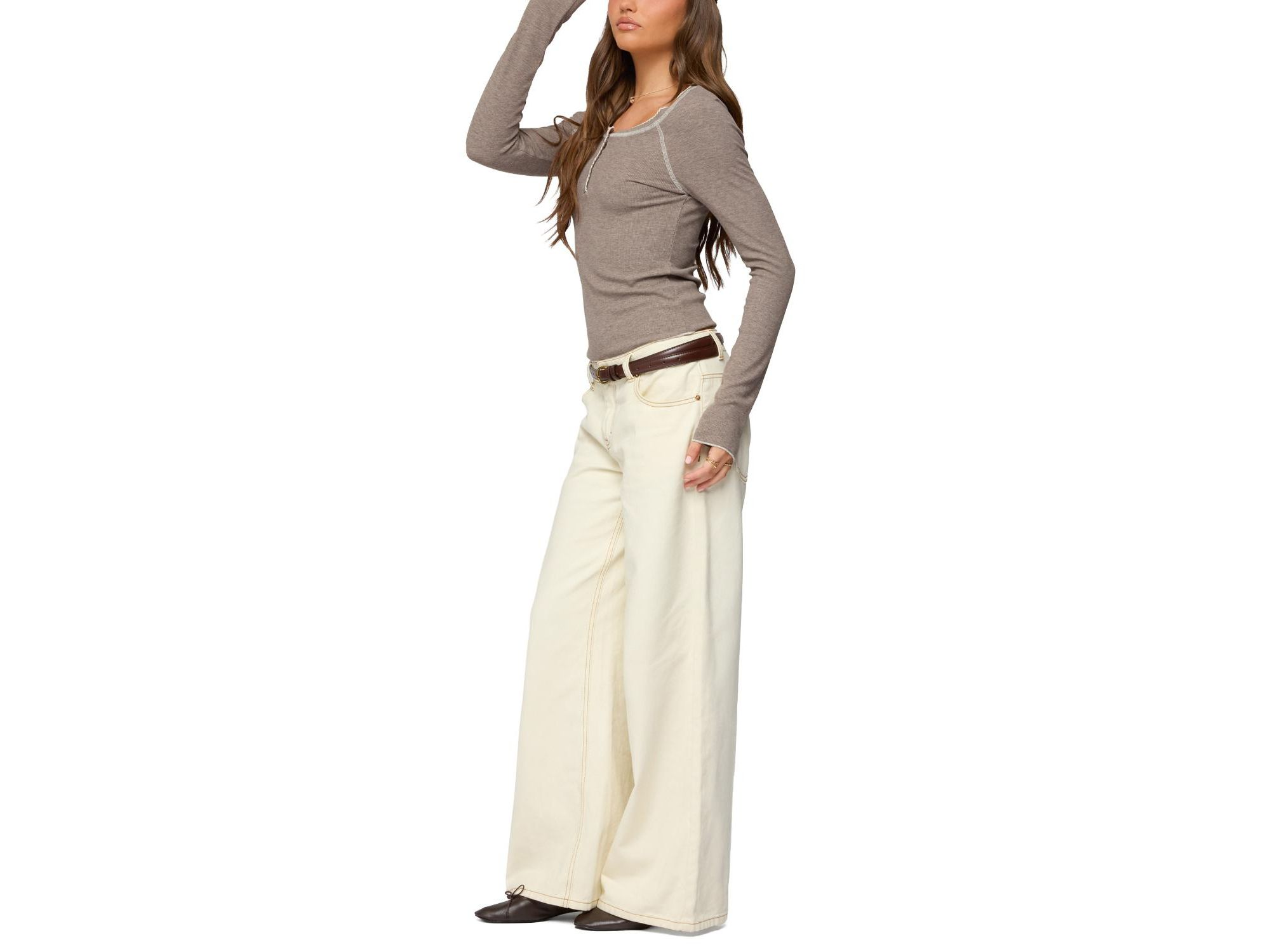 Ensley Contrast Stitch Henley Top — Image 5