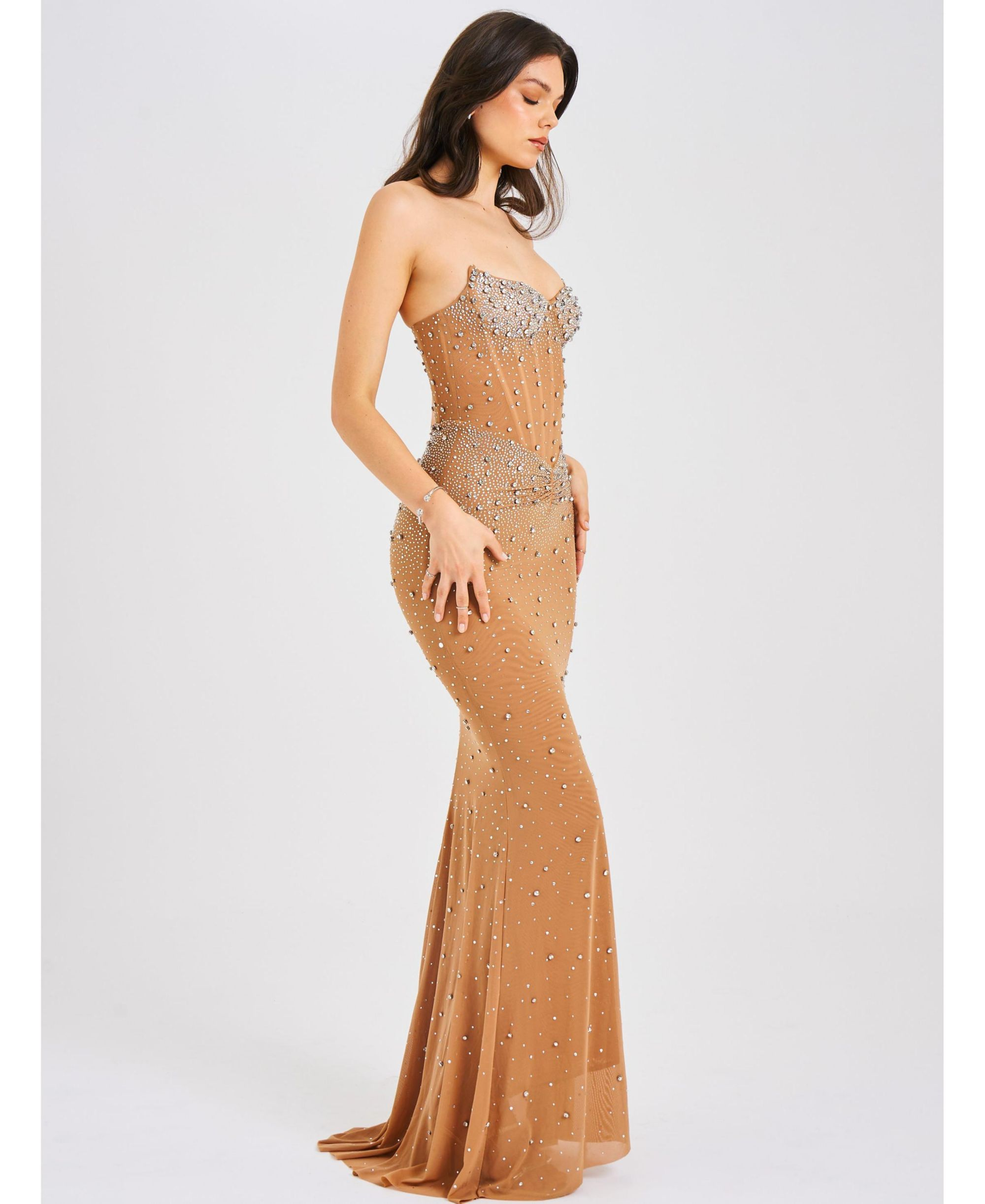 Fatima Embellished Sleeveless Corset Mermaid Maxi Dress — Image 9