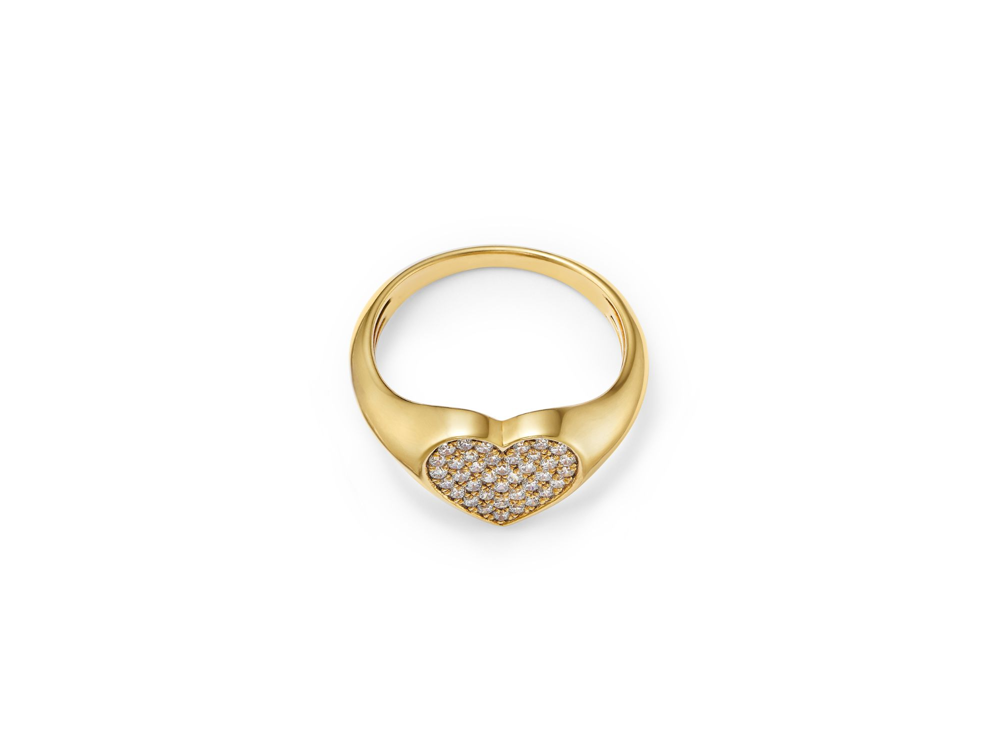 Diamond Heart Signet Ring in 14K Yellow Gold, 0.25 tcw — Image 4