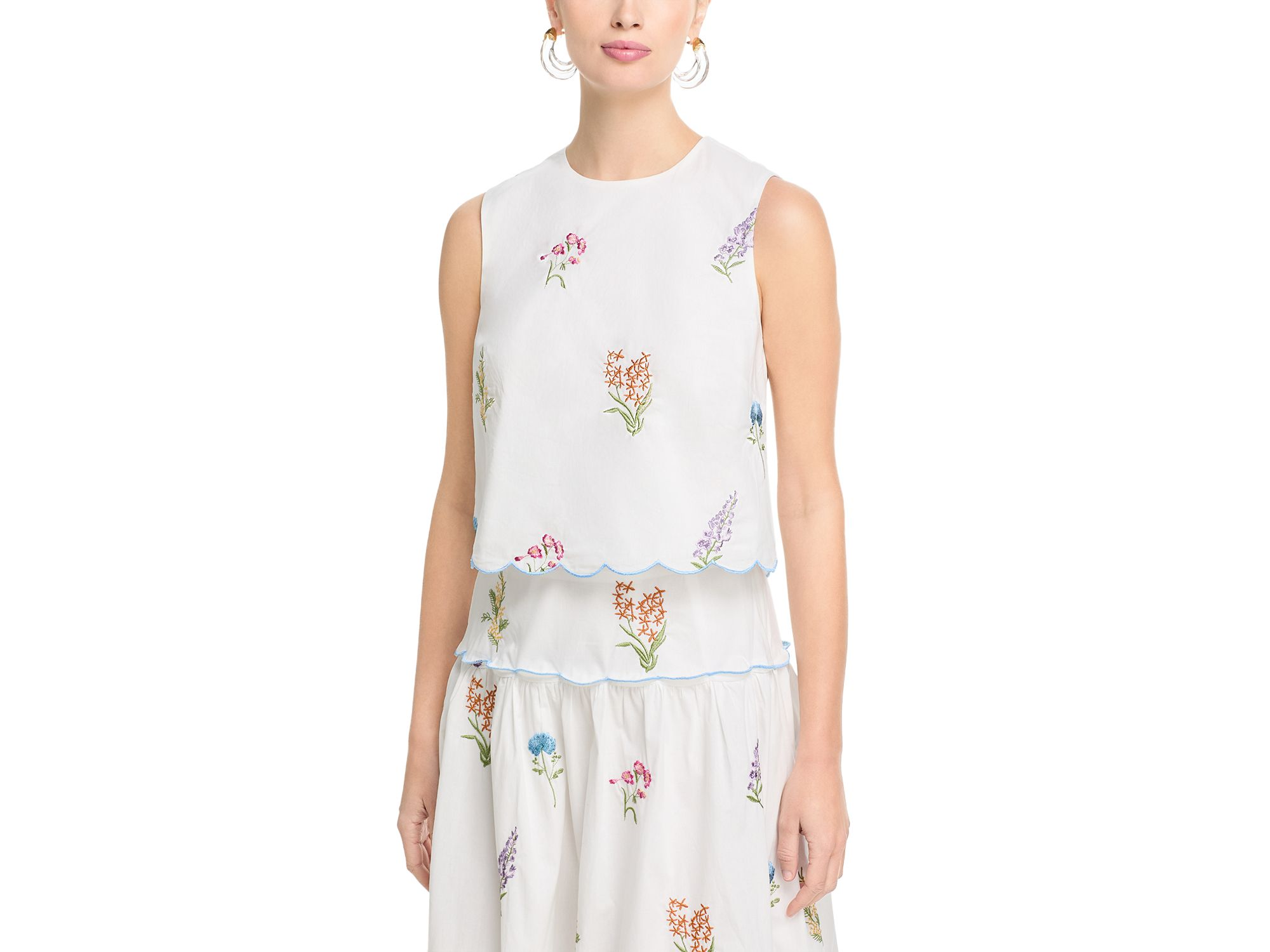 Embroidered Scallop Tank & Midi Skirt Set - Exclusive — Image 4