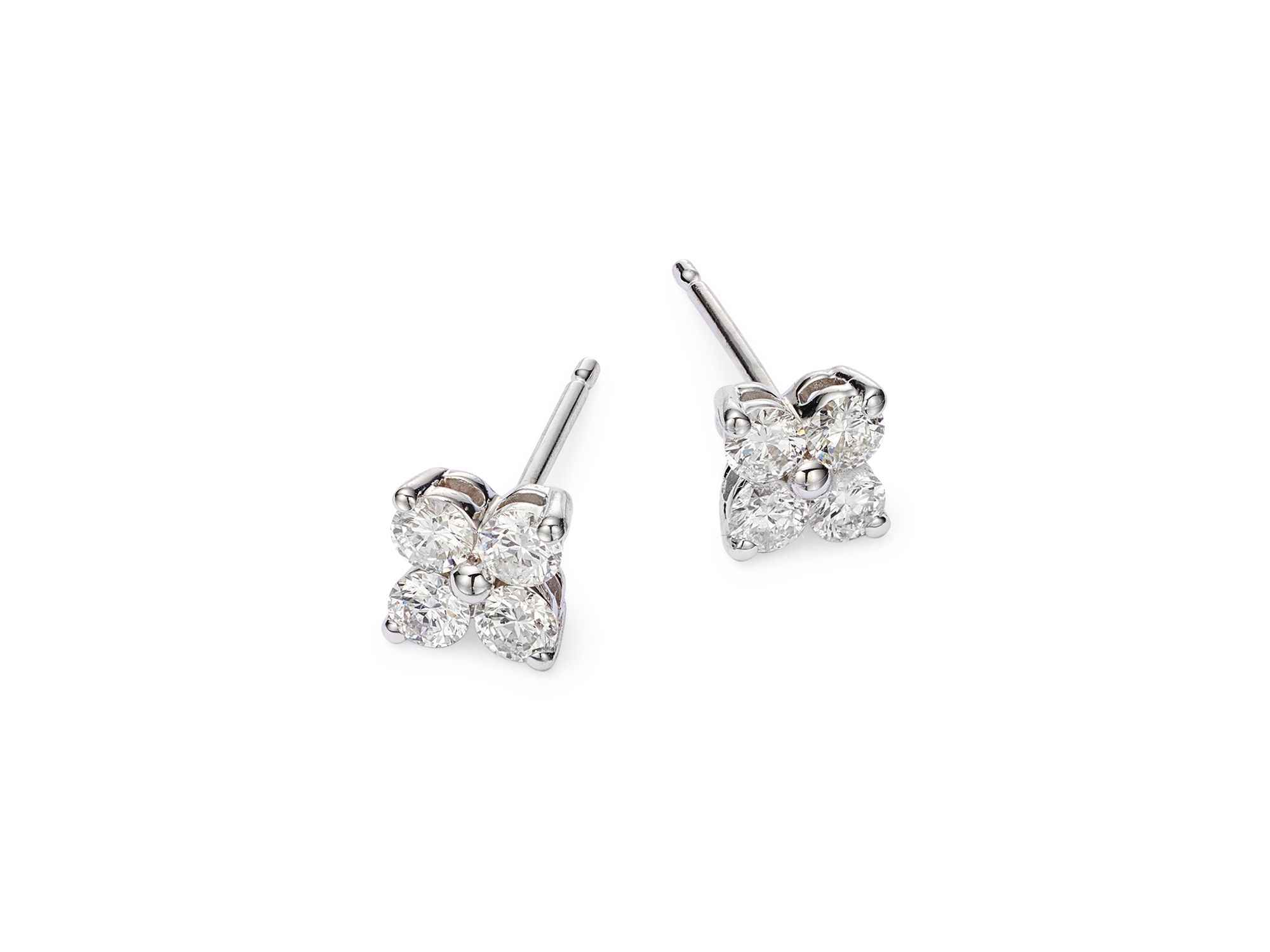 Diamond Clover Stud Earrings in 14K White Gold, 0.50 tcw — Image 3