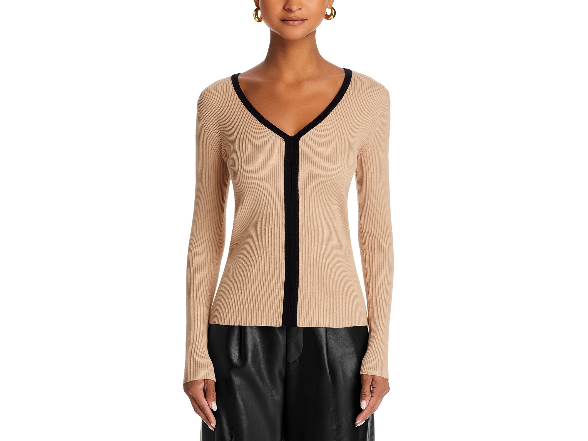 V Neck Ribbed Sweater — Image 5