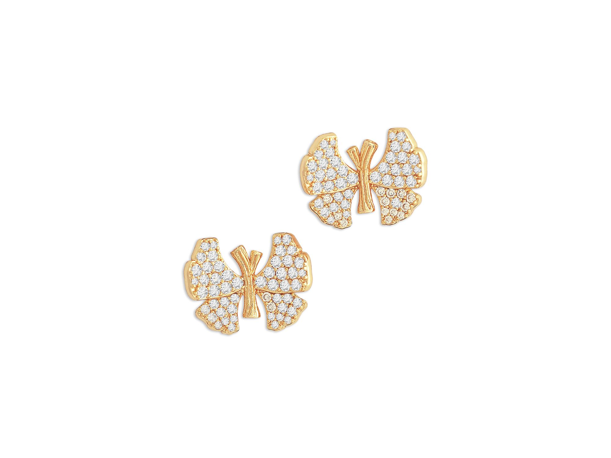 Pavé Butterfly Stud Earrings in 18K Gold Plated — Image 3