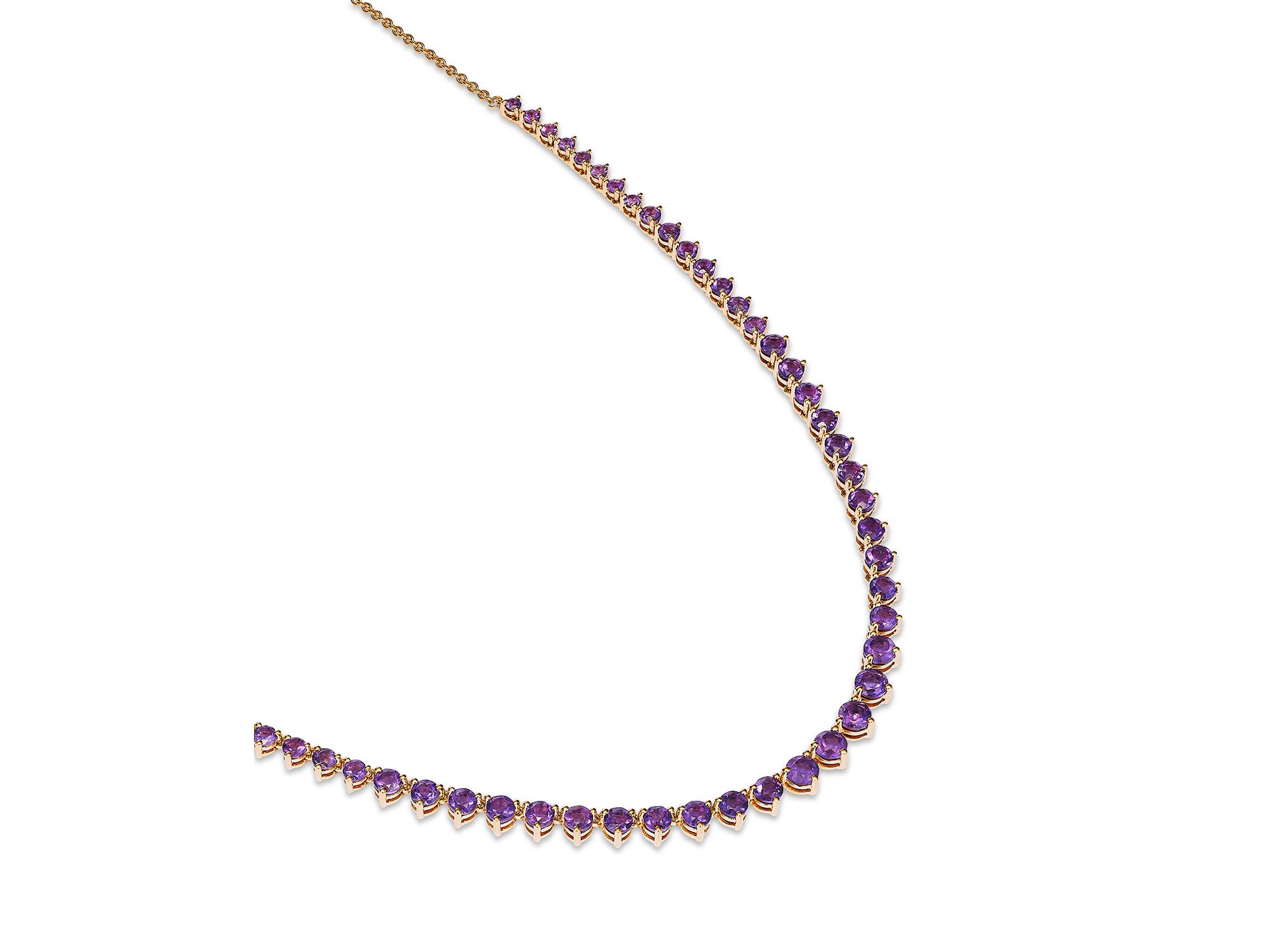 Amethyst Adjustable Tennis Necklace in 14K Yellow Gold, 14-17" — Image 3
