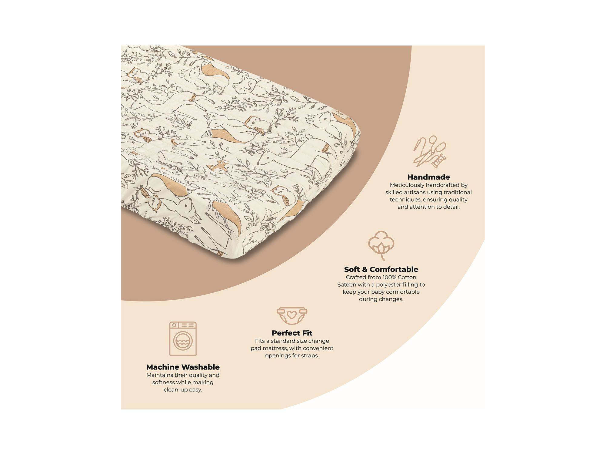 Ezra Quilted Change Pad Cover - Woodland — Image 4