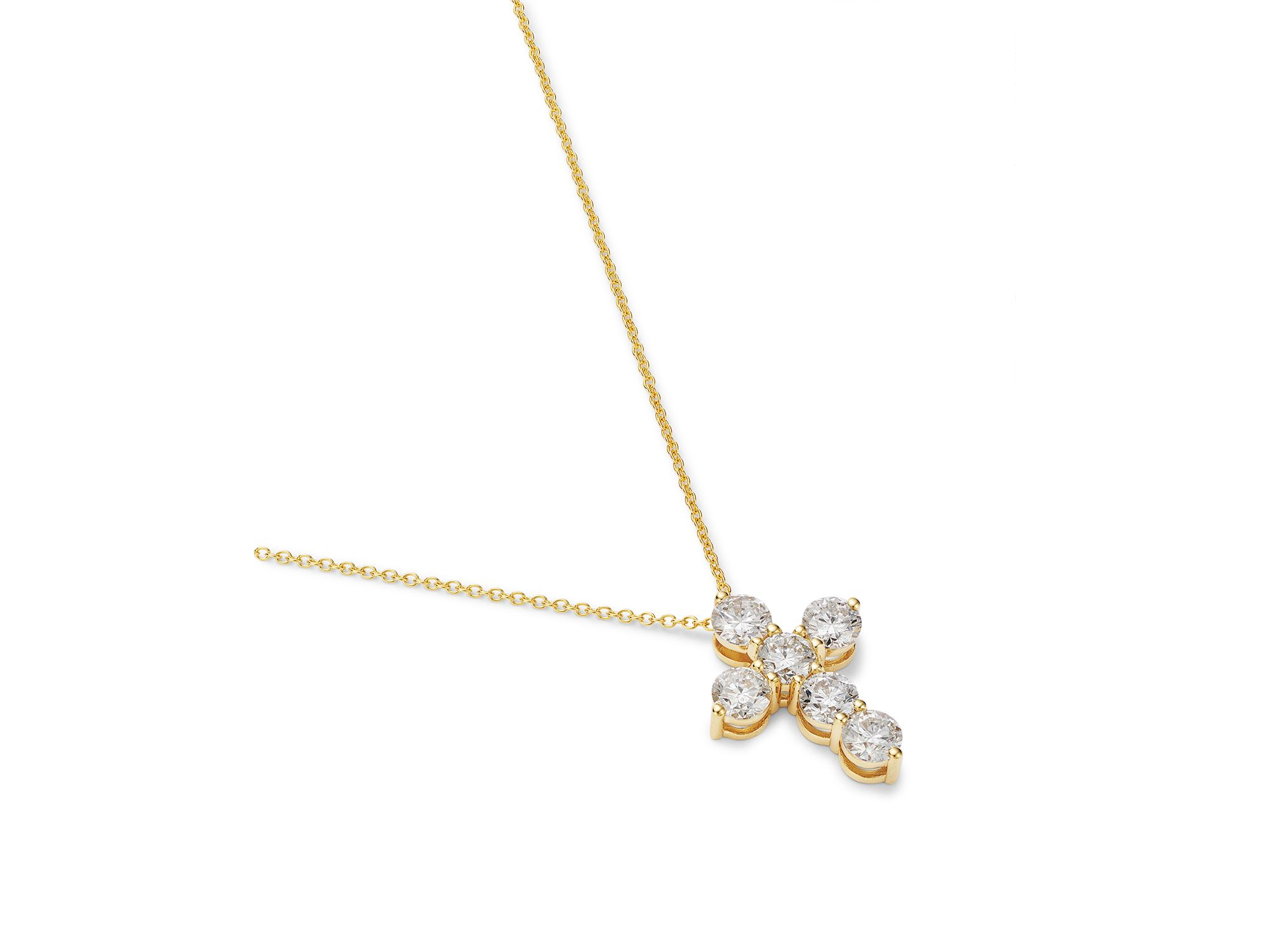 Diamond Cross Pendant Necklace in 14K Gold, 2.10 tcw — Image 3