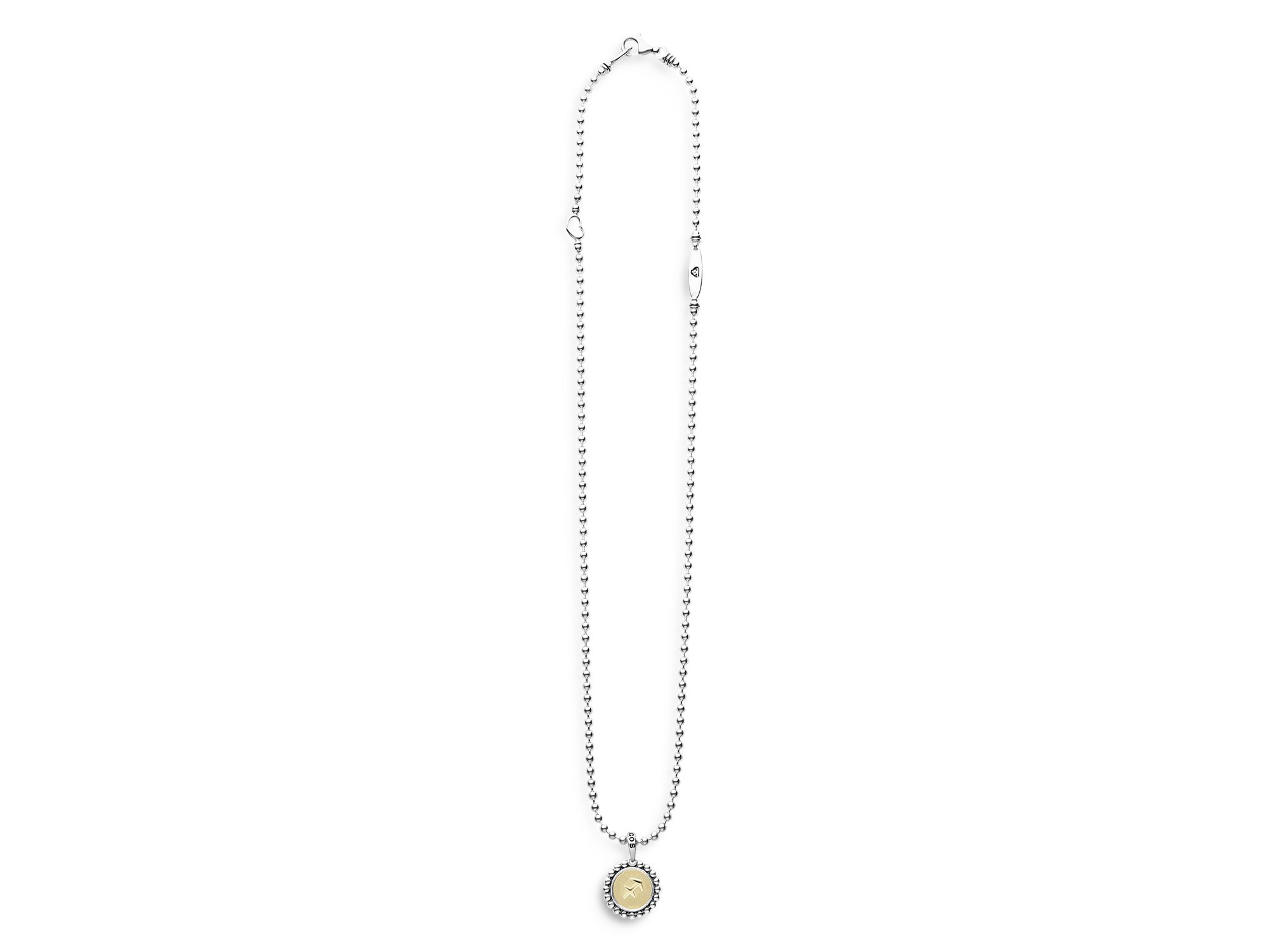 Sterling Silver and 18K Yellow Gold Signature Caviar Zodiac Pendant Necklace, 16" — Image 3