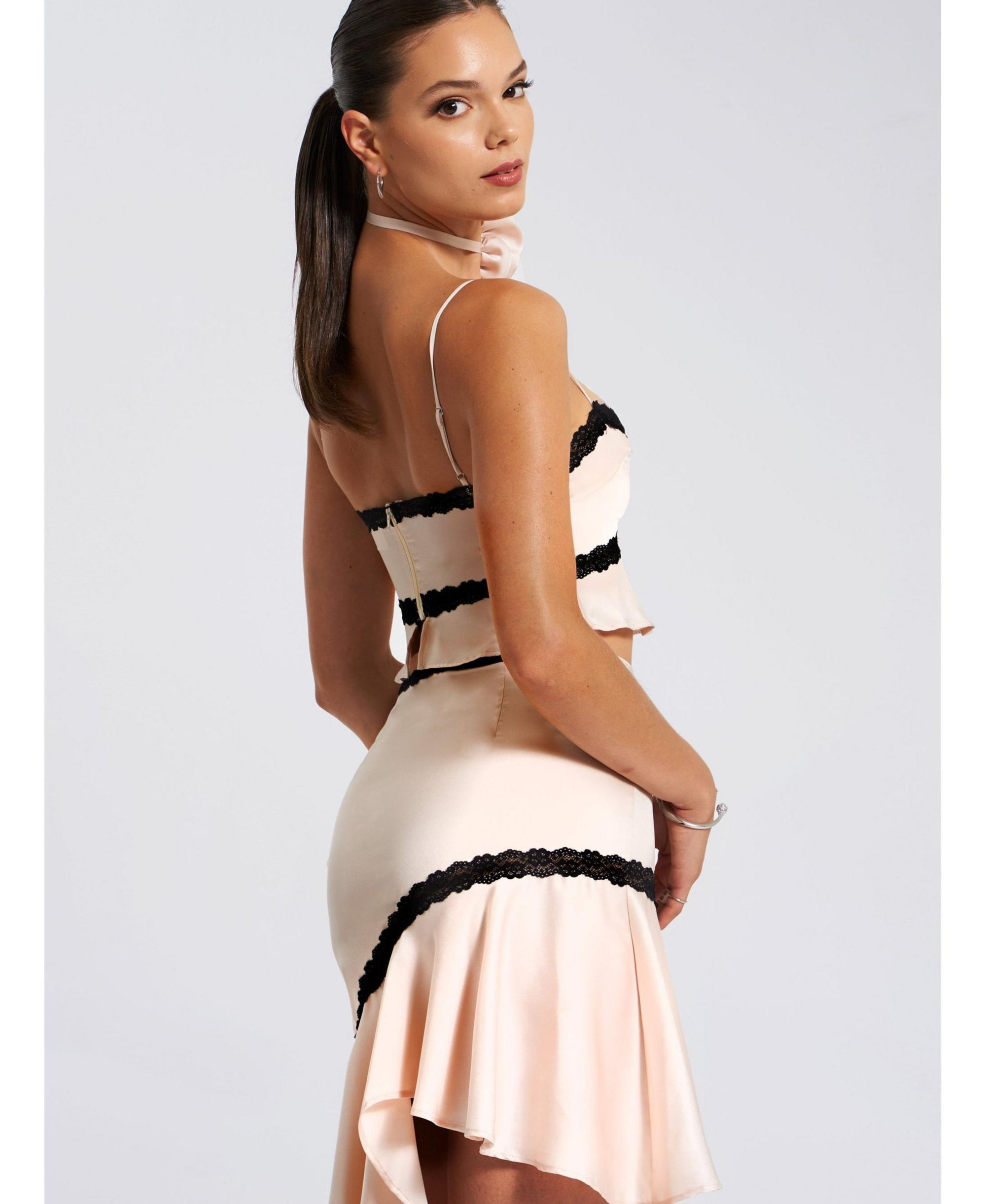 Yareli Lace Trim Satin Strappy Top — Image 4