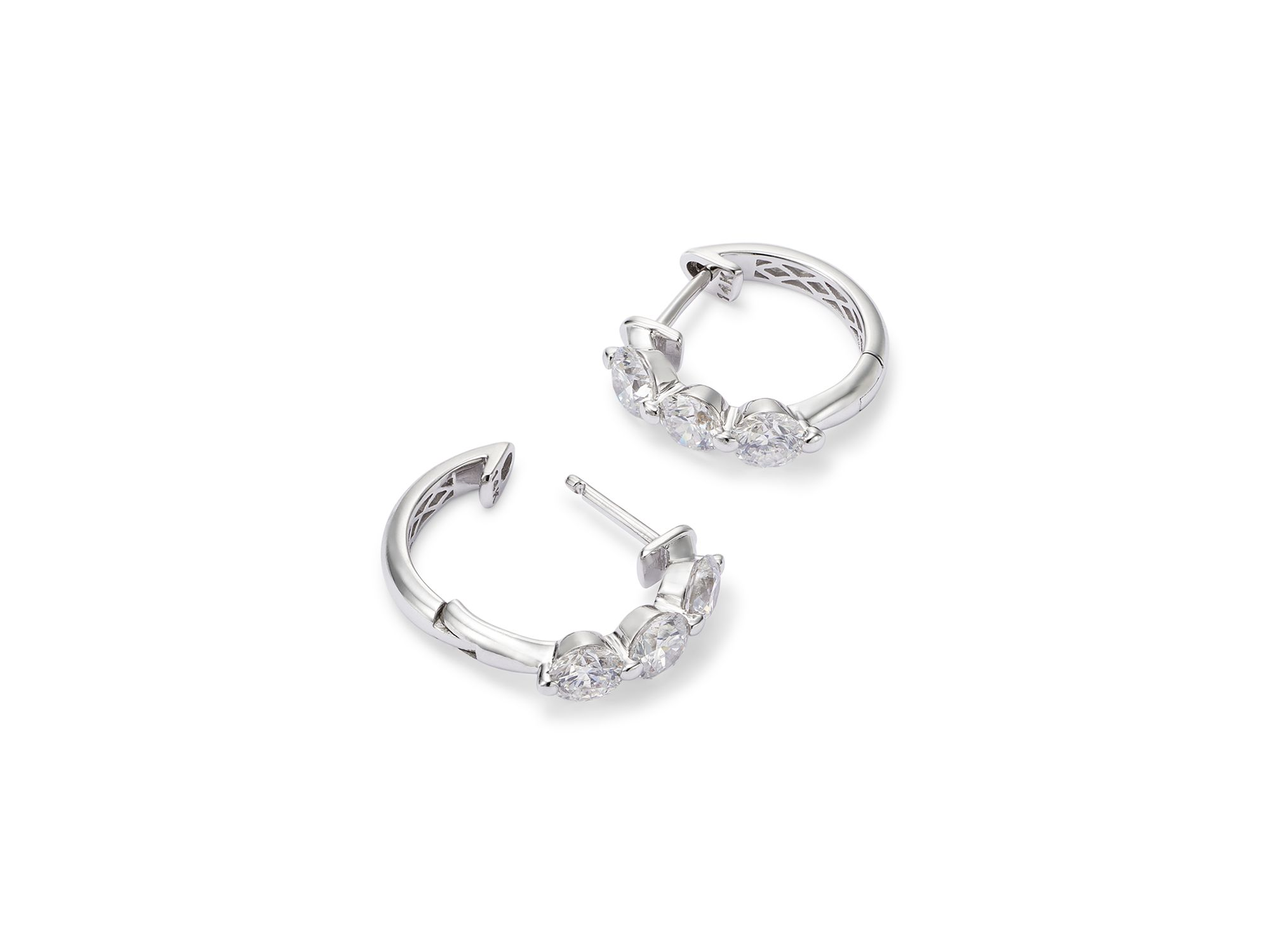 Diamond Hoop Earrings in 14K White Gold, 0.5-1.5 tcw — Image 8