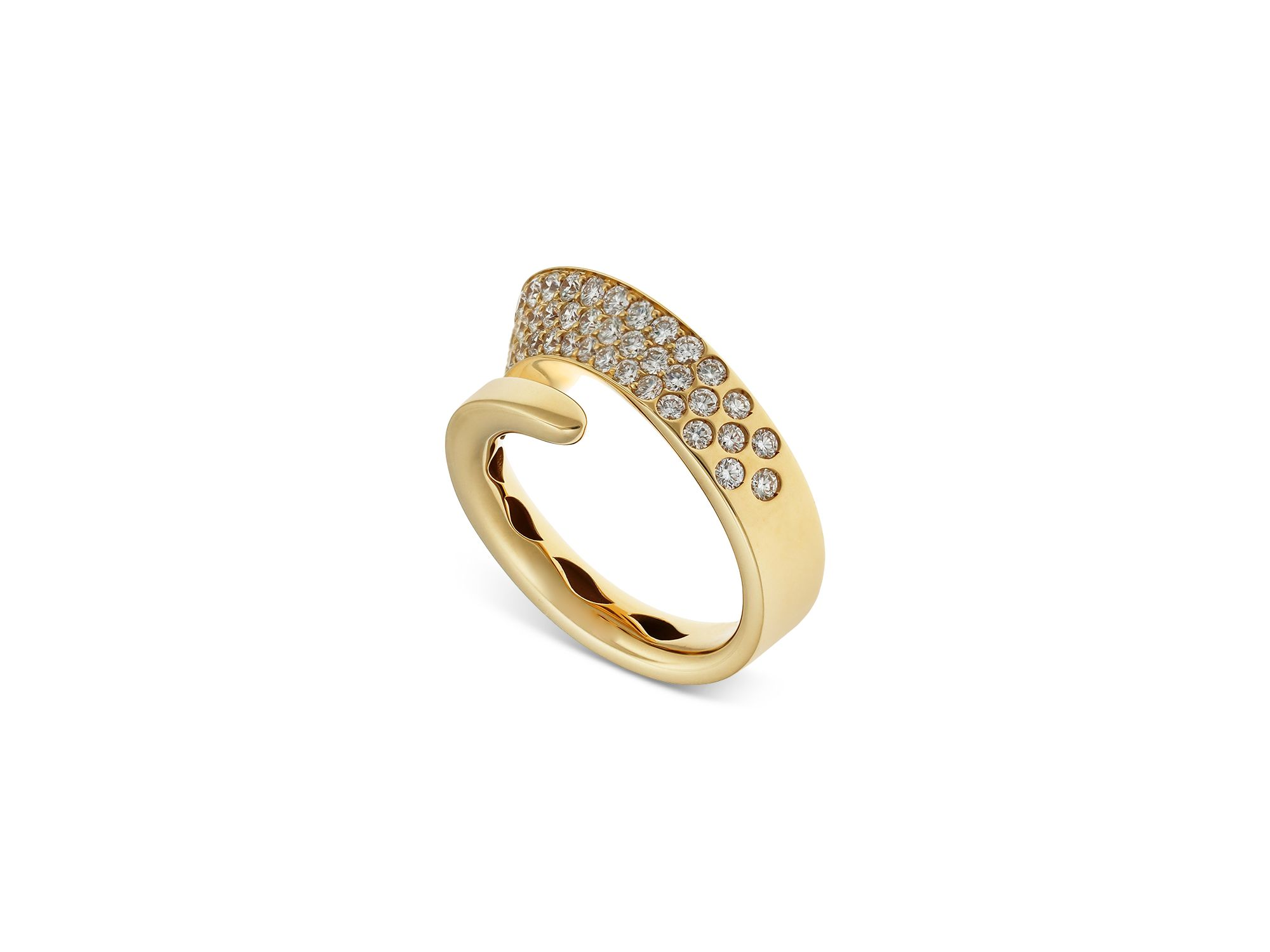 18K Yellow Gold Like Diamond Pavé Bypass Ring - Exclusive, Italy Campaign — Image 3