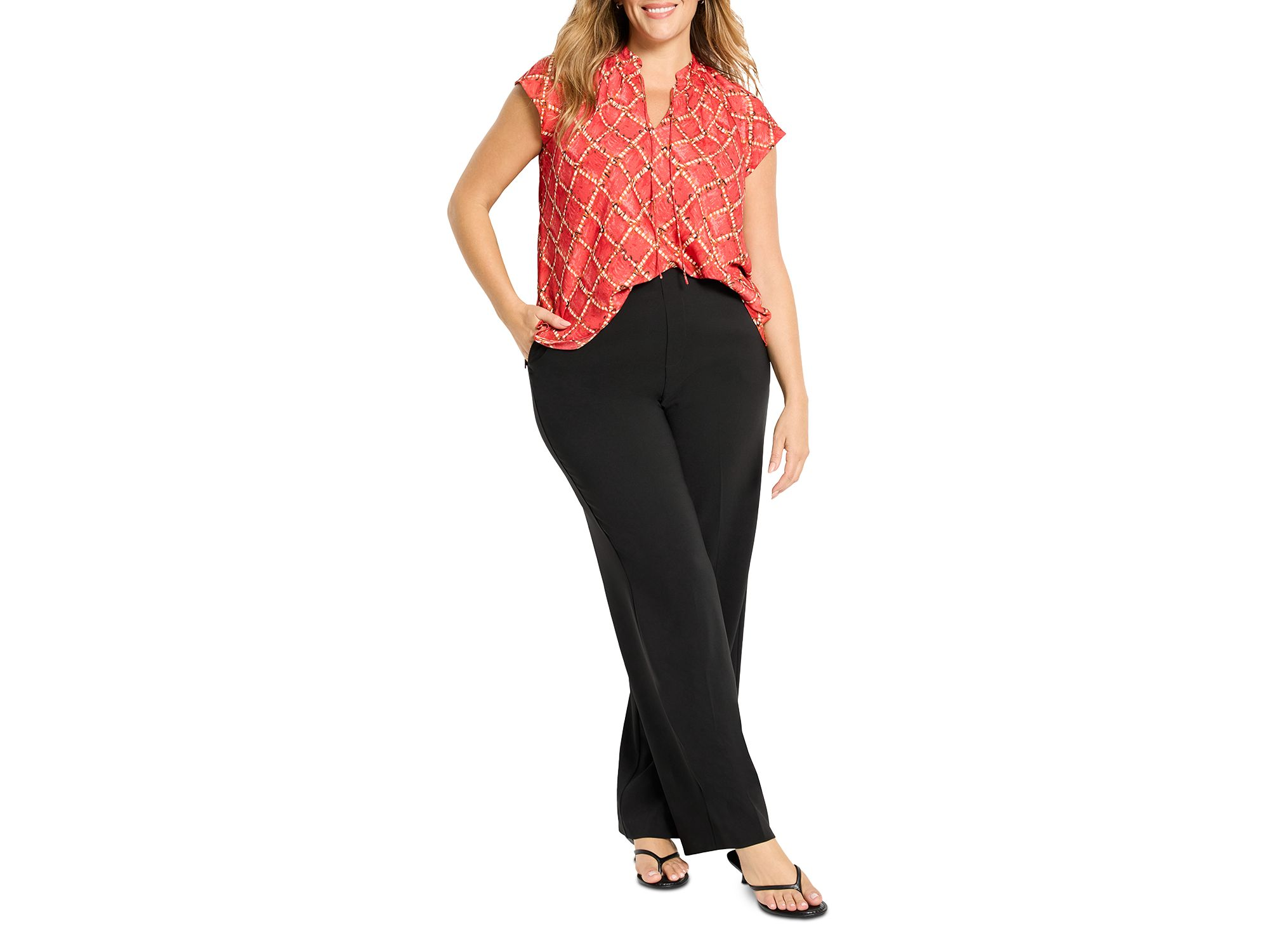 Squiggle Check Cap Sleeve Top — Image 4
