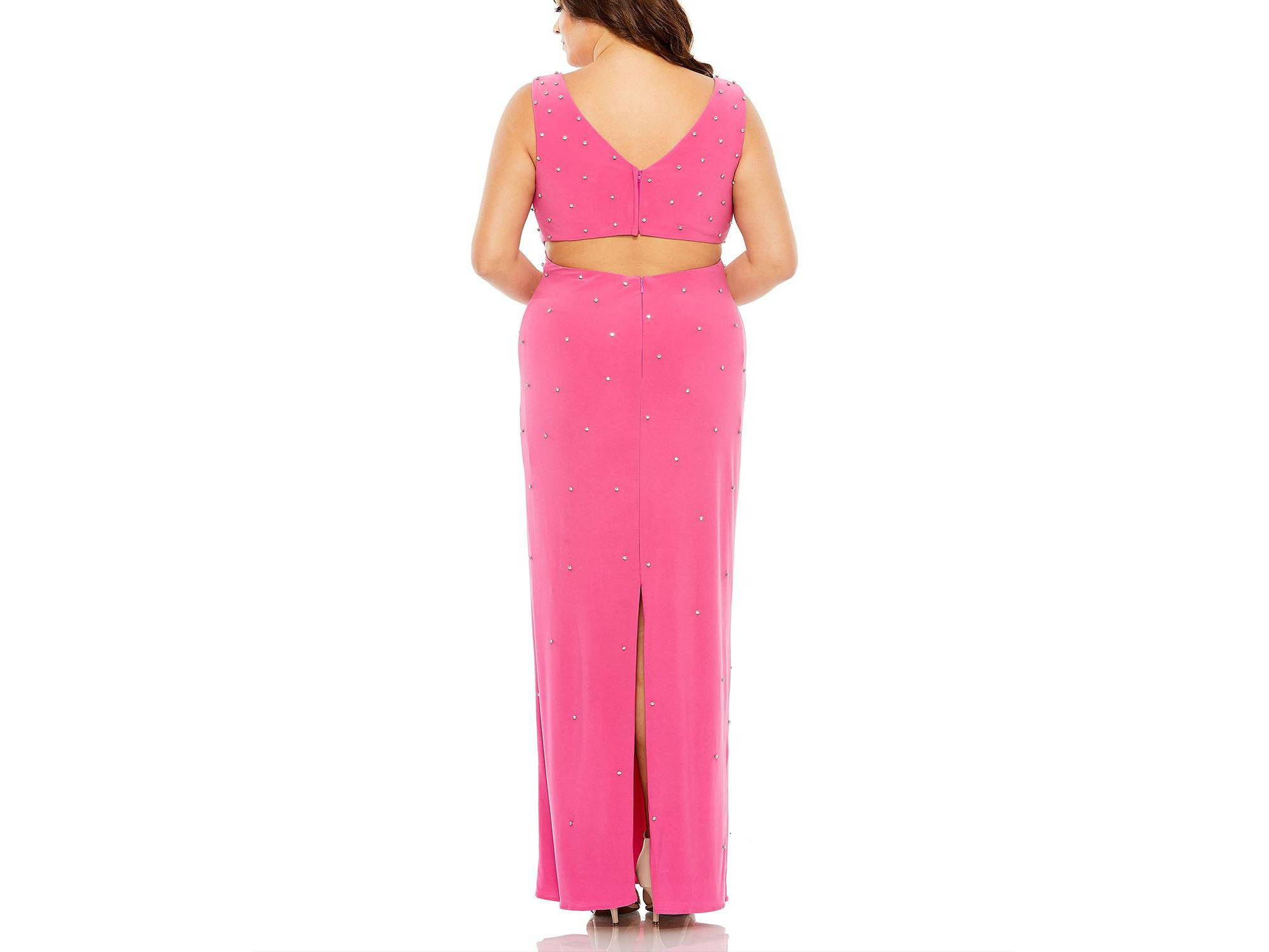 Plus Rhinestone Embellished Open Back Jersey  Gown — Image 3