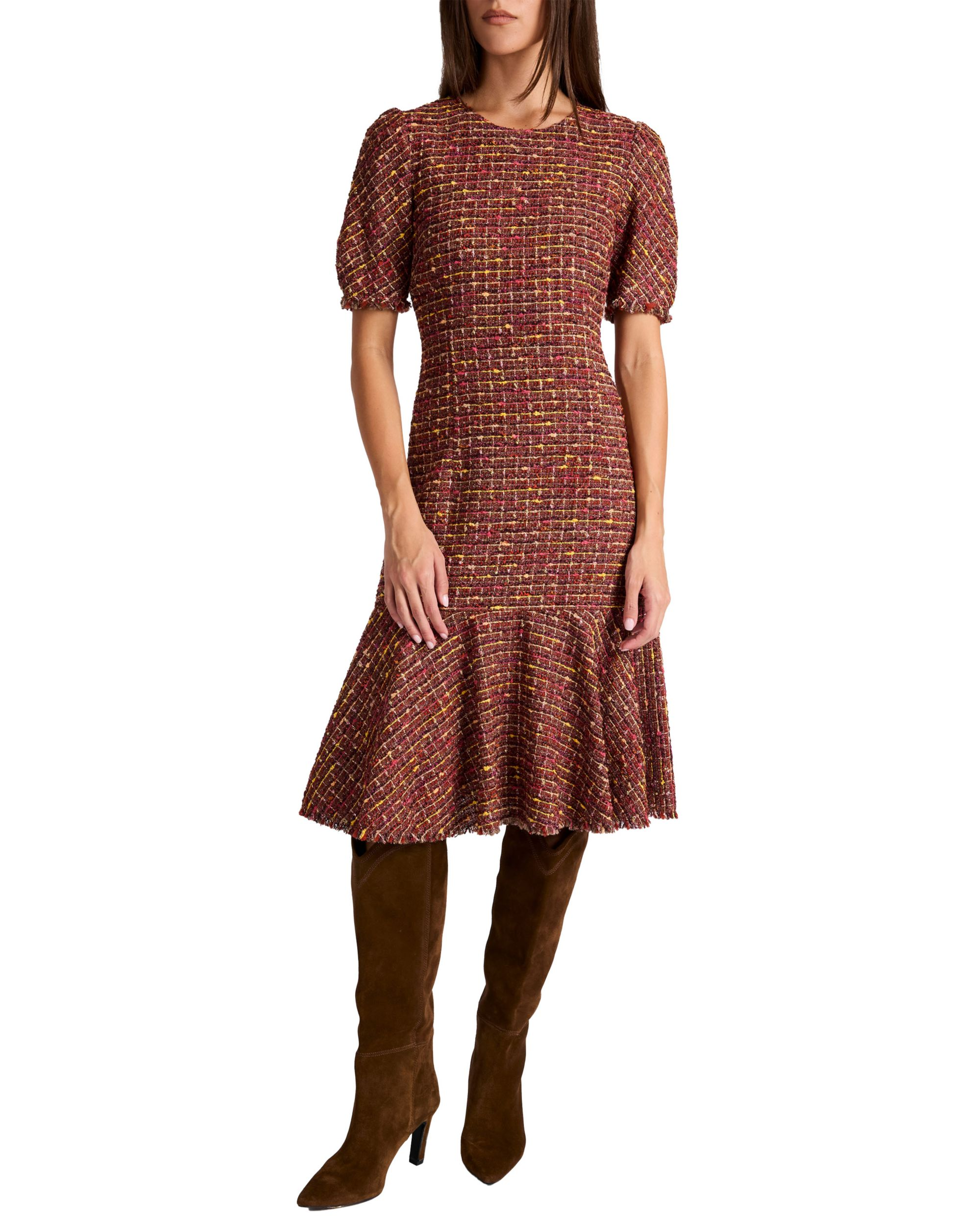 Dasia Sheath Tweed Dress with Puff Sleeves — Image 3