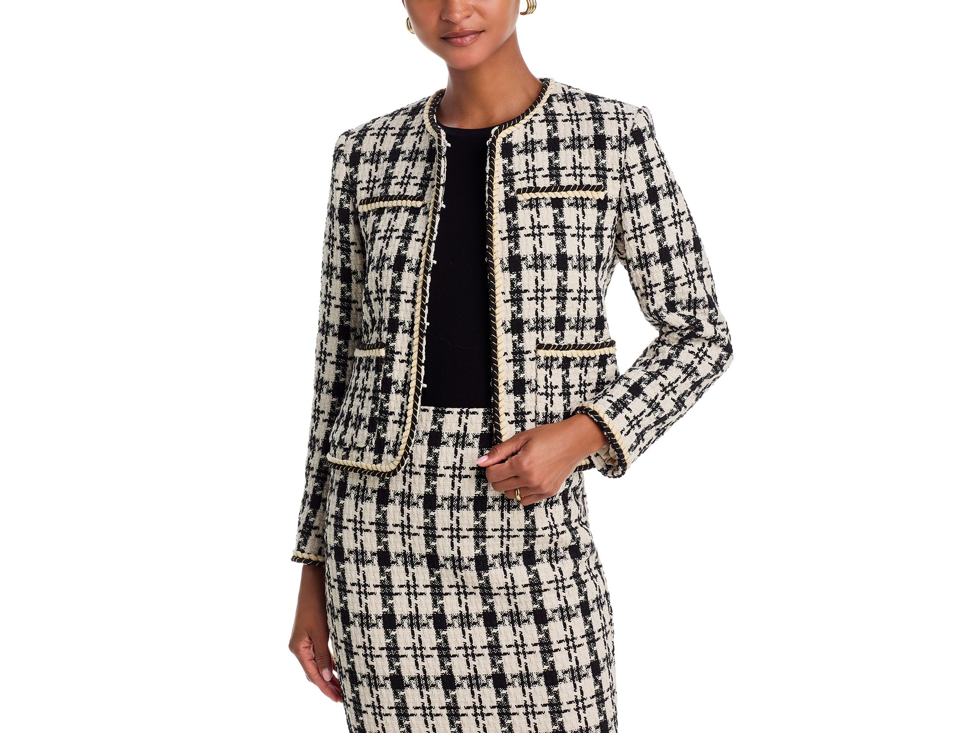 Houndstooth Tweed Jacket & Midi Skirt - Exclusive — Image 6
