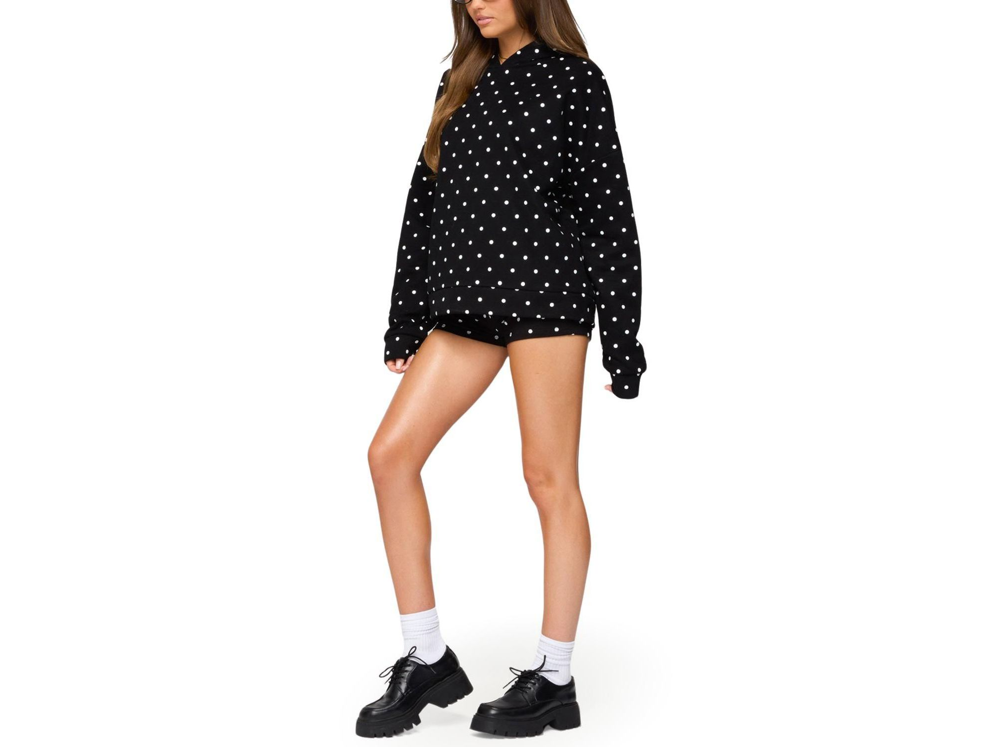 Chelsie Polka Dot Foldover Shorts — Image 3