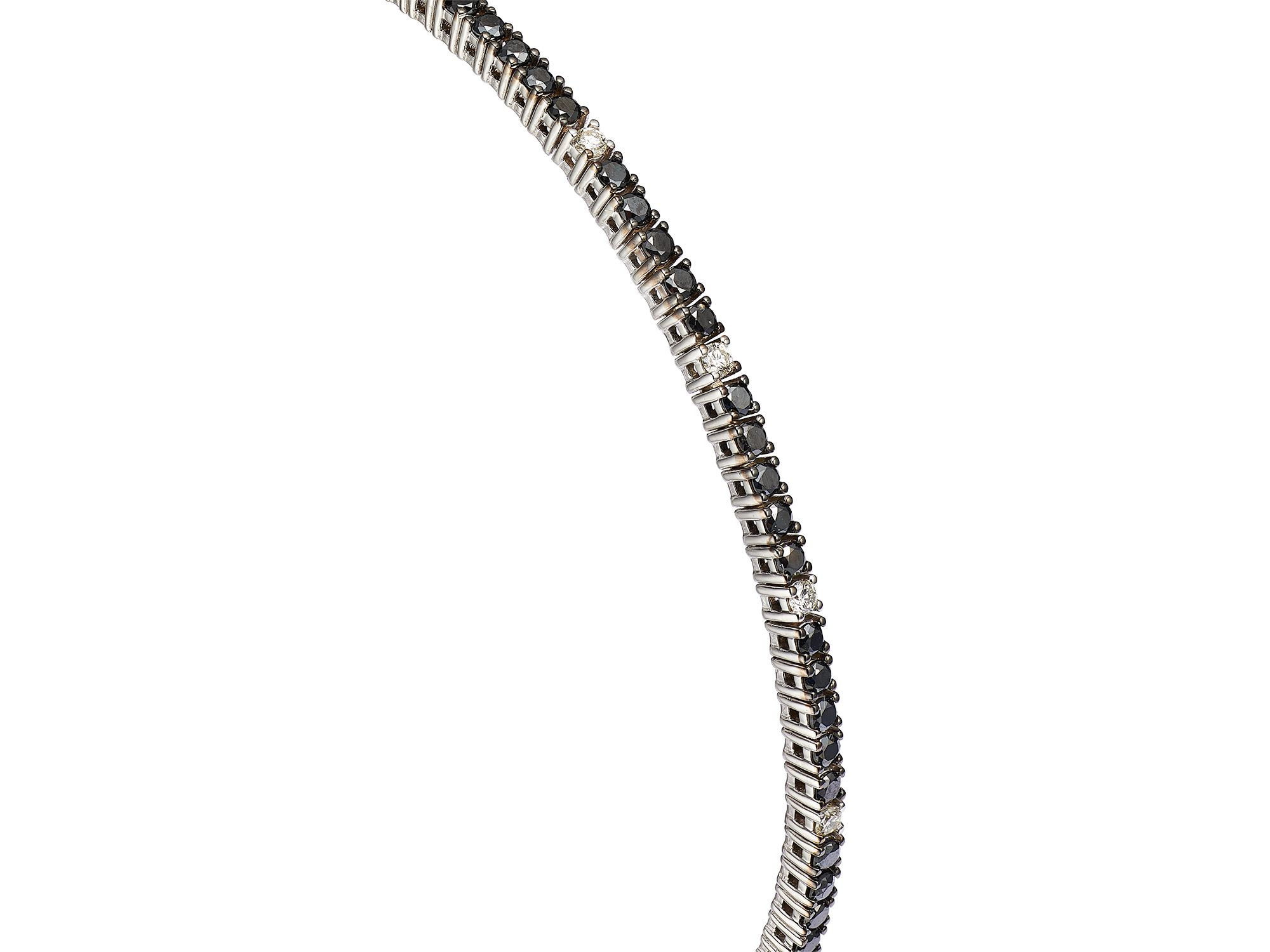 Black & White Diamond Tennis Bracelet in 14K White Gold, 1.50 tcw — Image 3