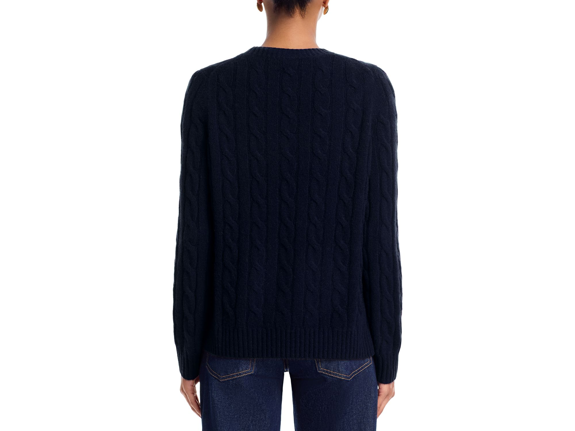 100% Cashmere Cable Knit Crewneck Sweater - Exclusive — Image 3