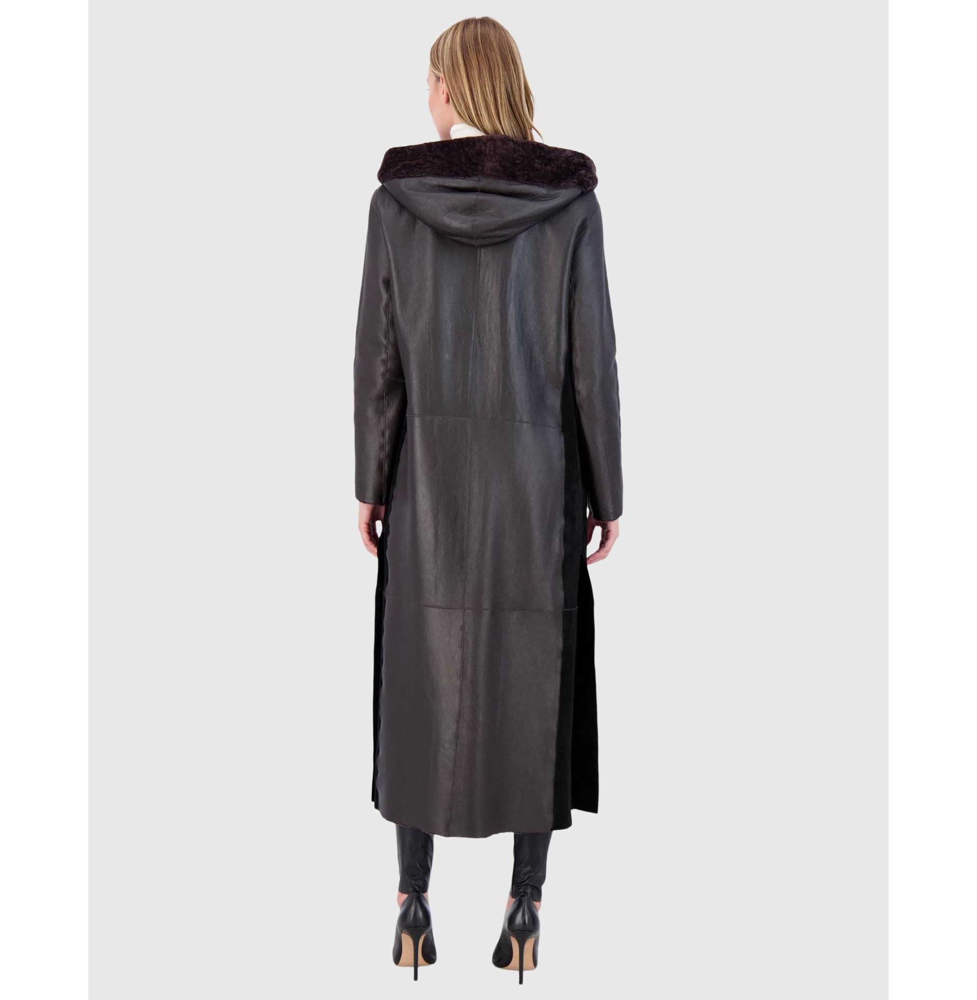 Shearling Zip Parka Coat with Belt — Image 7