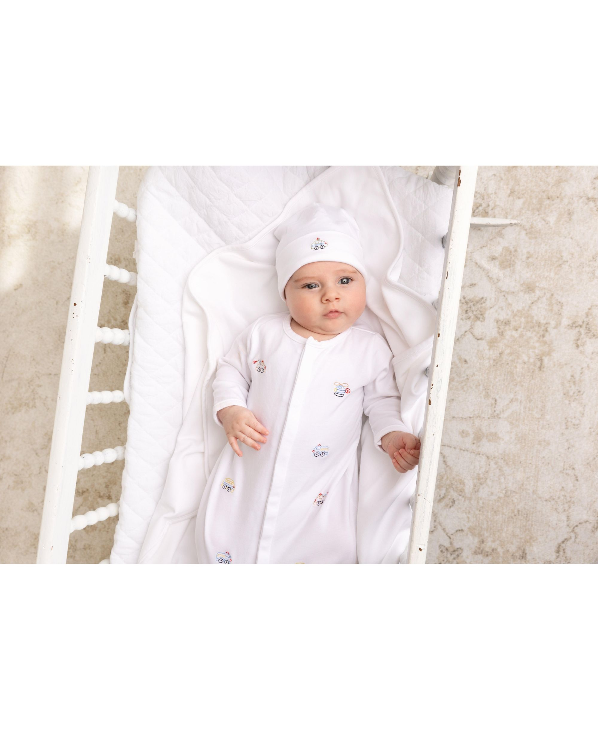 Boys' Vehicle Embroidered Cotton Gown with Hat - Baby — Image 3