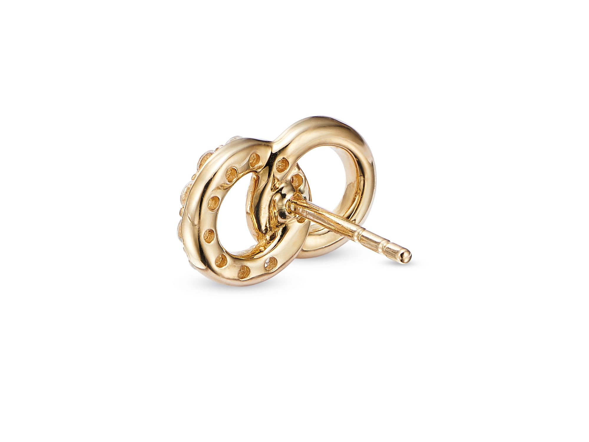 Diamond Double O Stud Earrings in 14K Yellow Gold, 0.17 tcw - 150th Anniversary Exclusive — Image 3