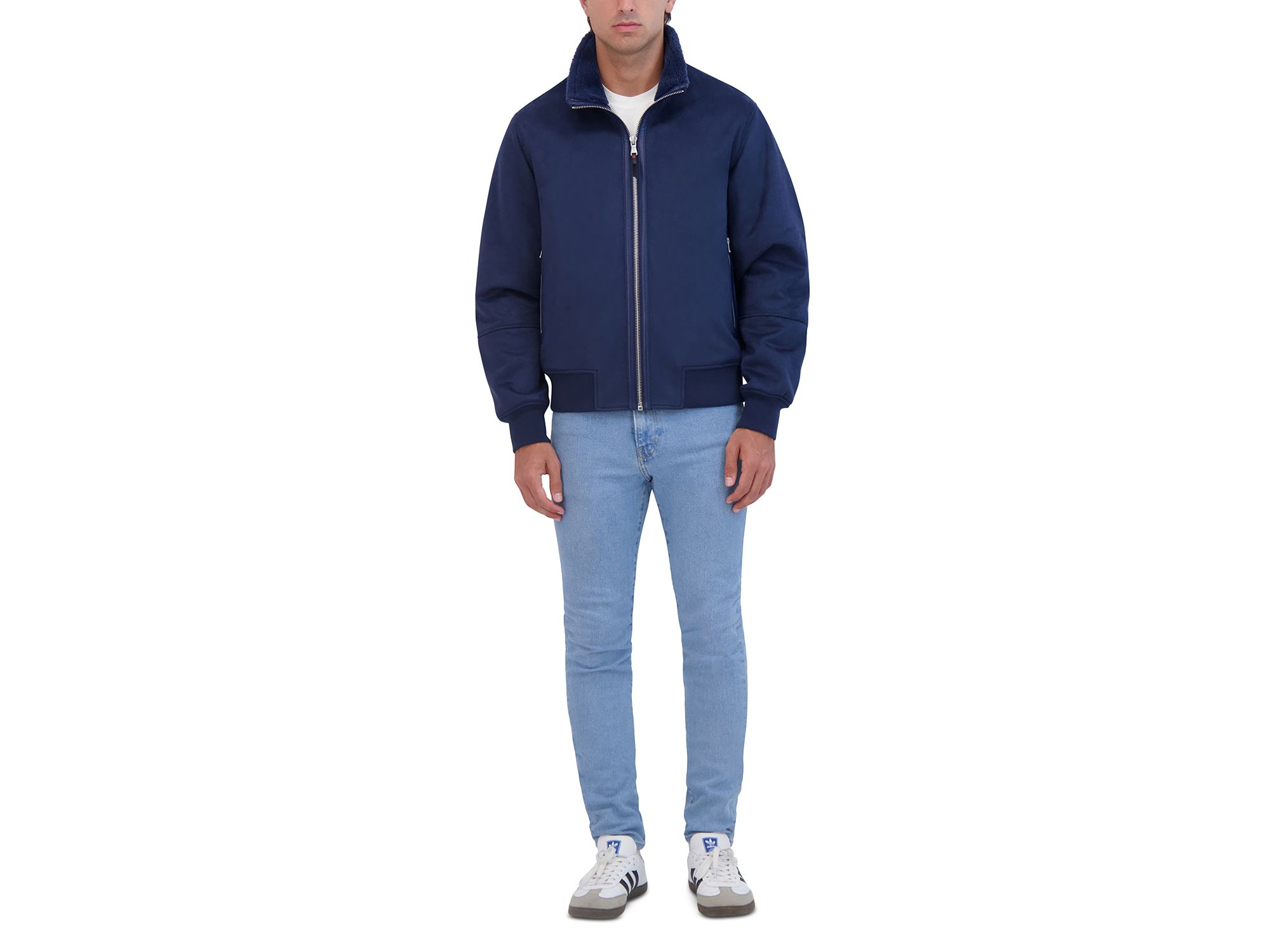 Faux Suede Stand Collar Zip Jacket — Image 4