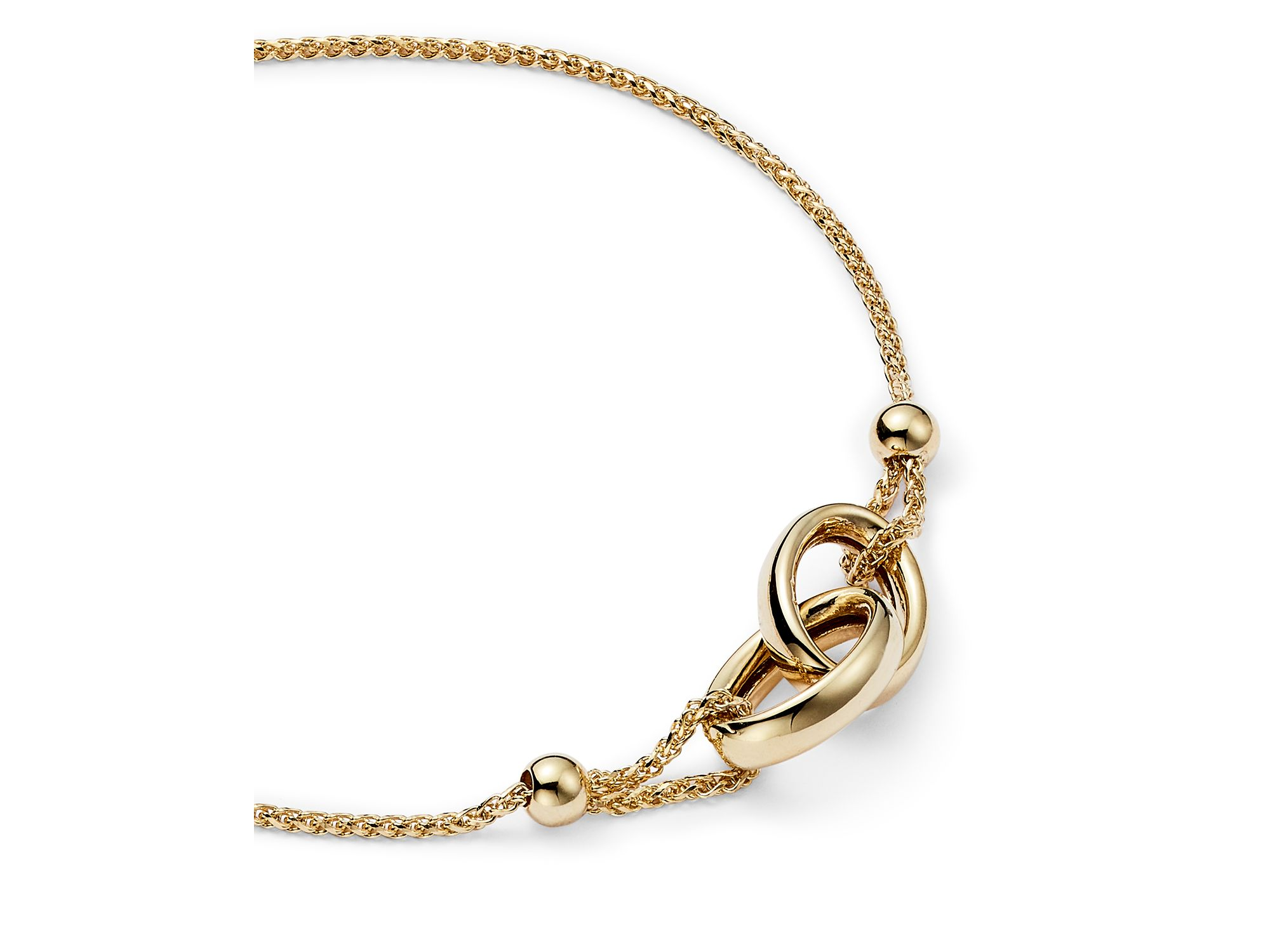 14K Yellow Gold Double Oval Wheat Chain Bracelet — Image 3