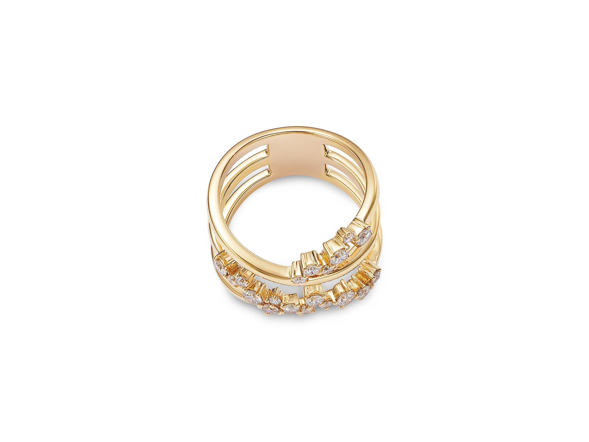 Diamond Scatter Crossover Ring in 14K Yellow Gold, 0.72 tcw — Image 3
