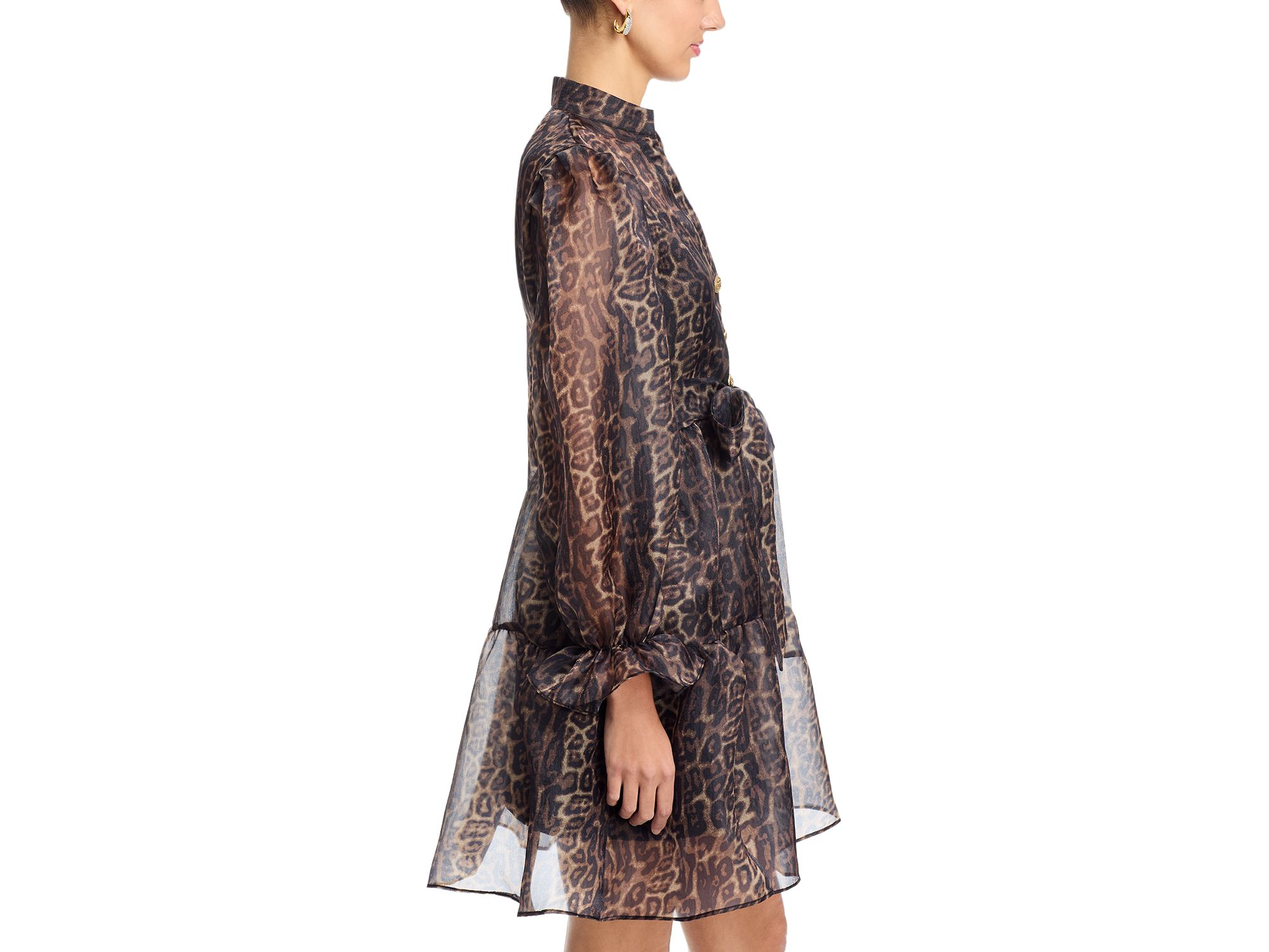 Organza Leopard V Neck Tiered Dress — Image 6