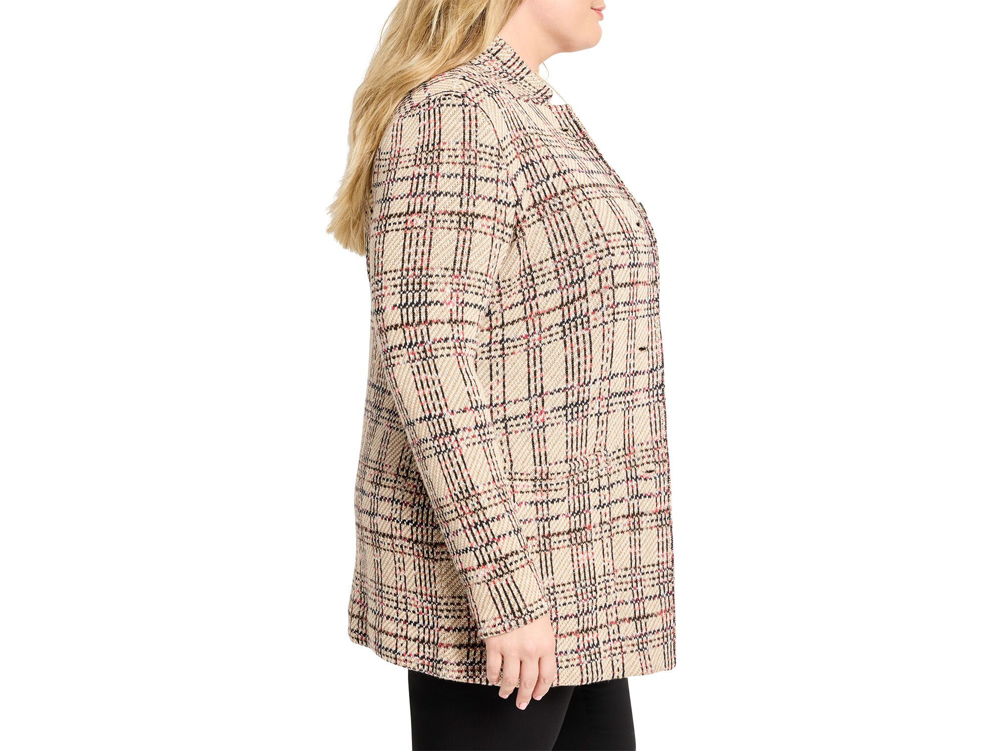 Stitchy Plaid Knit Blazer — Image 3